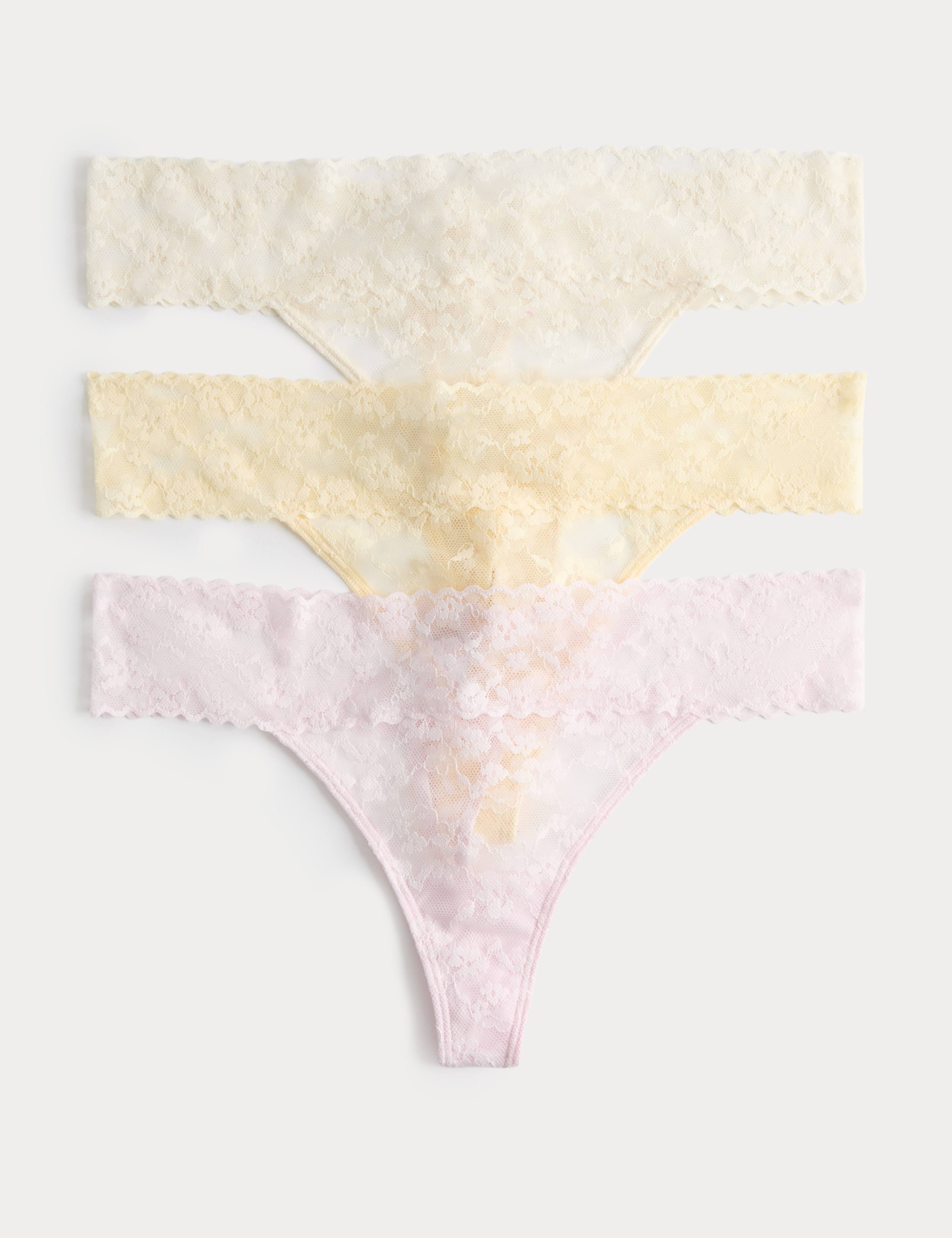3 Pack Floral Lace Thongs 1 of 5