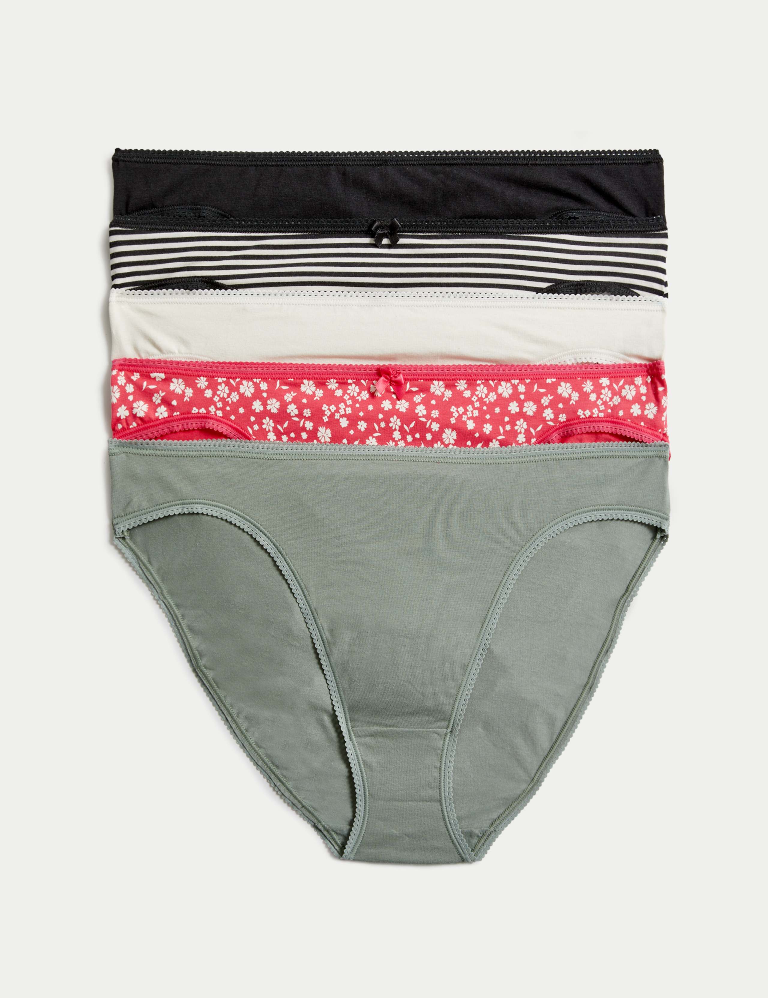 5pk Cotton Lycra™ High Leg Knickers 1 of 5
