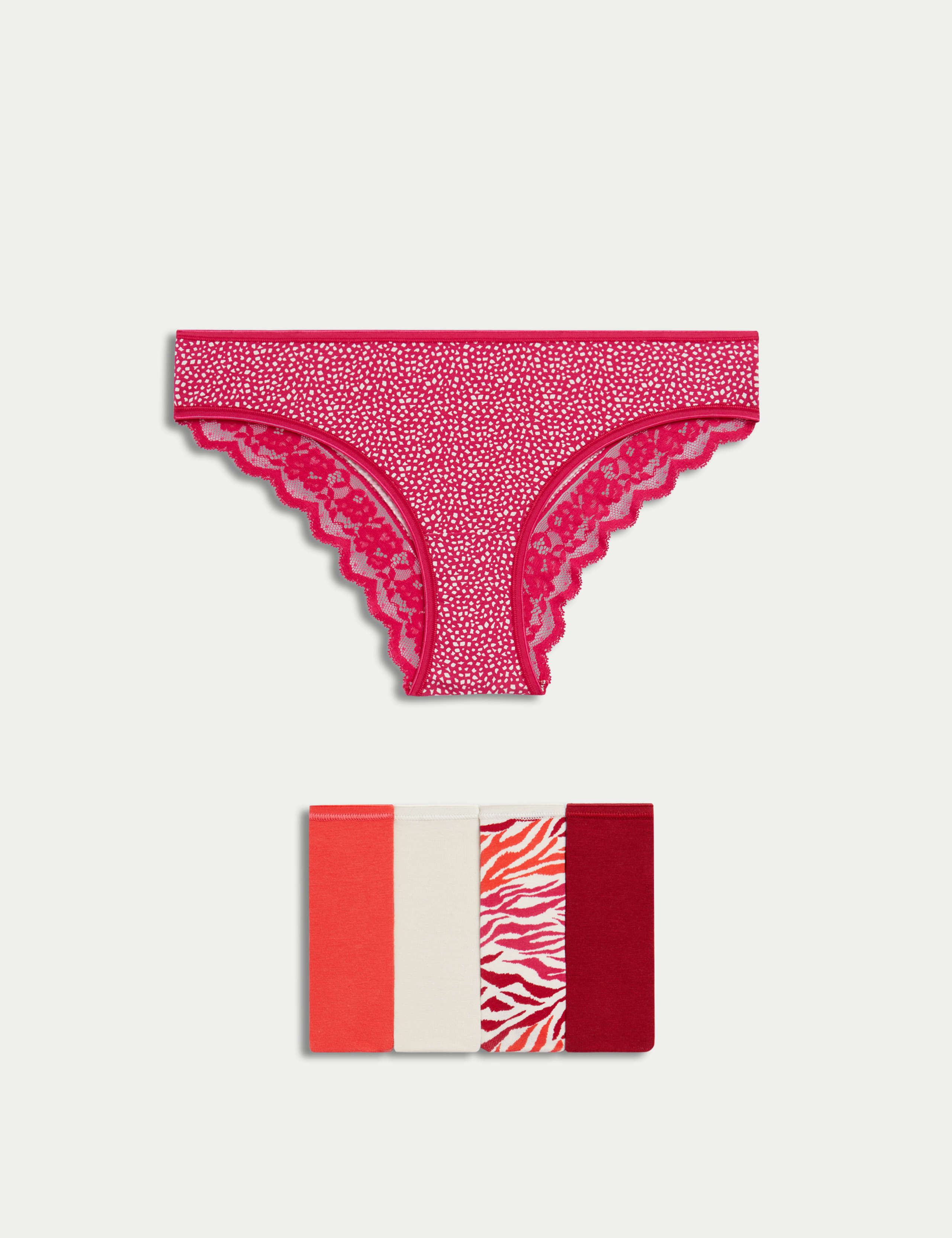 5pk Cotton Rich Printed Brazilian Knickers 1 of 2