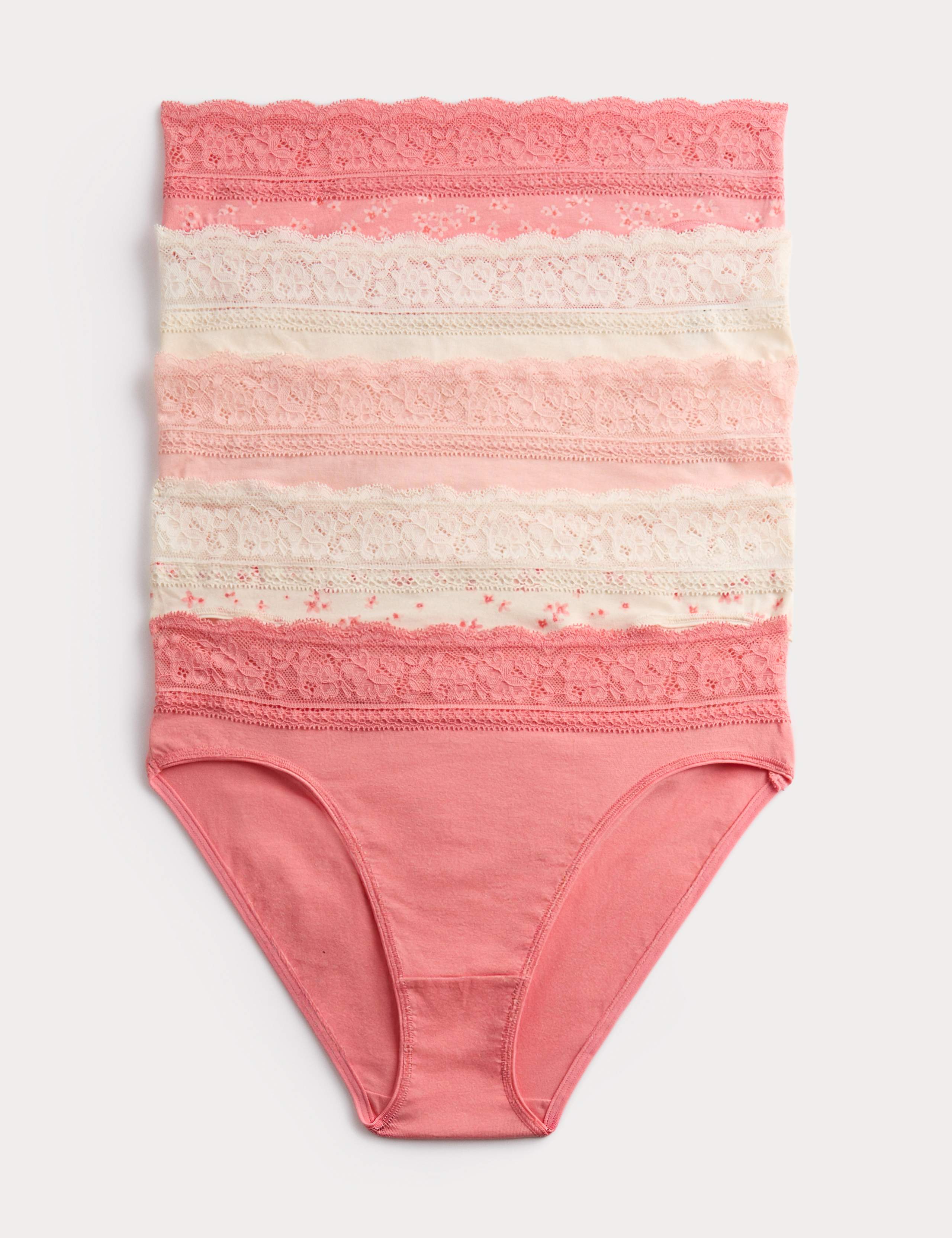 5pk Cotton Rich Printed High Leg Knickers 1 of 6