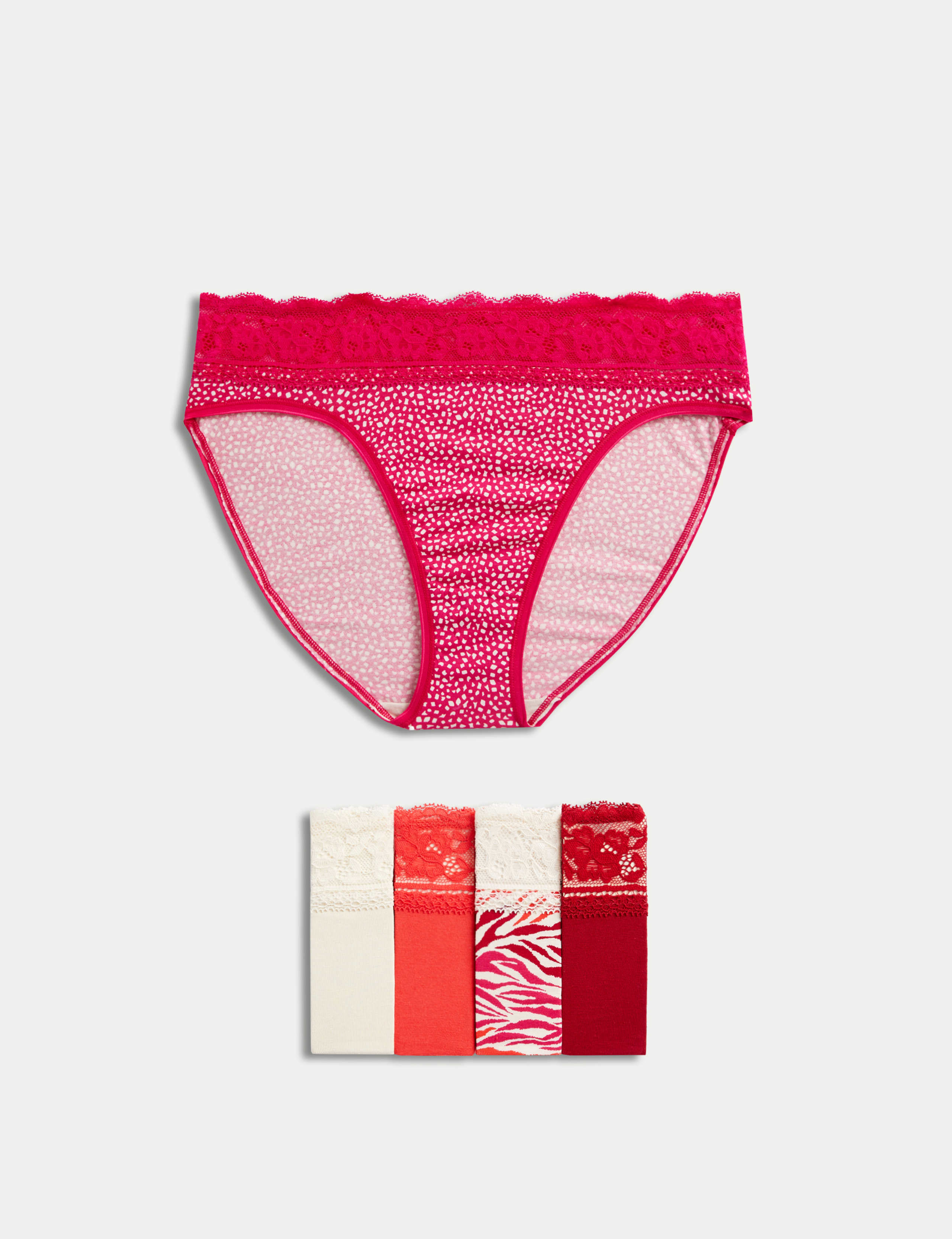 5pk Cotton Rich Printed High Leg Knickers 1 of 5