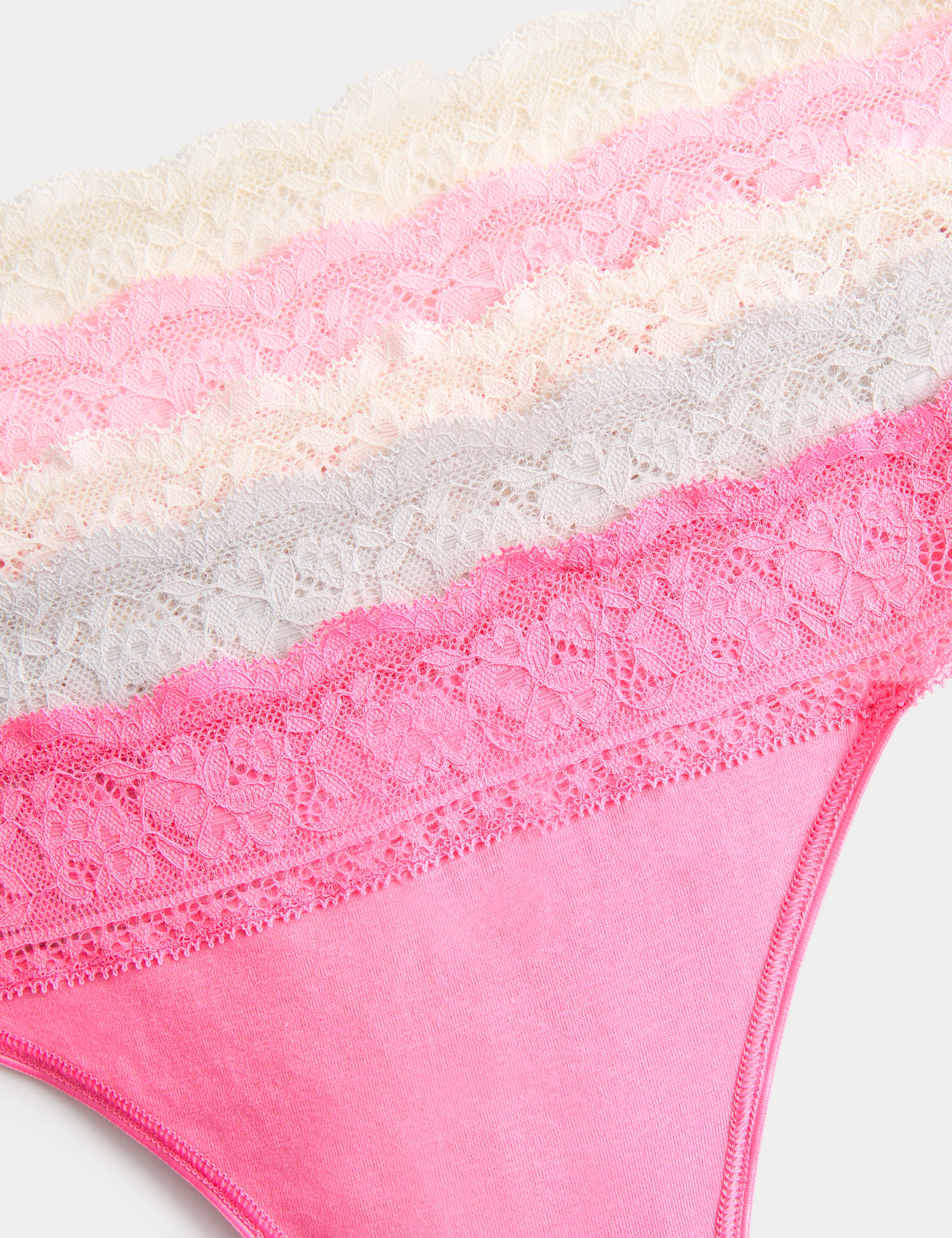 5pk Cotton & Lace Printed Thongs 5 of 5