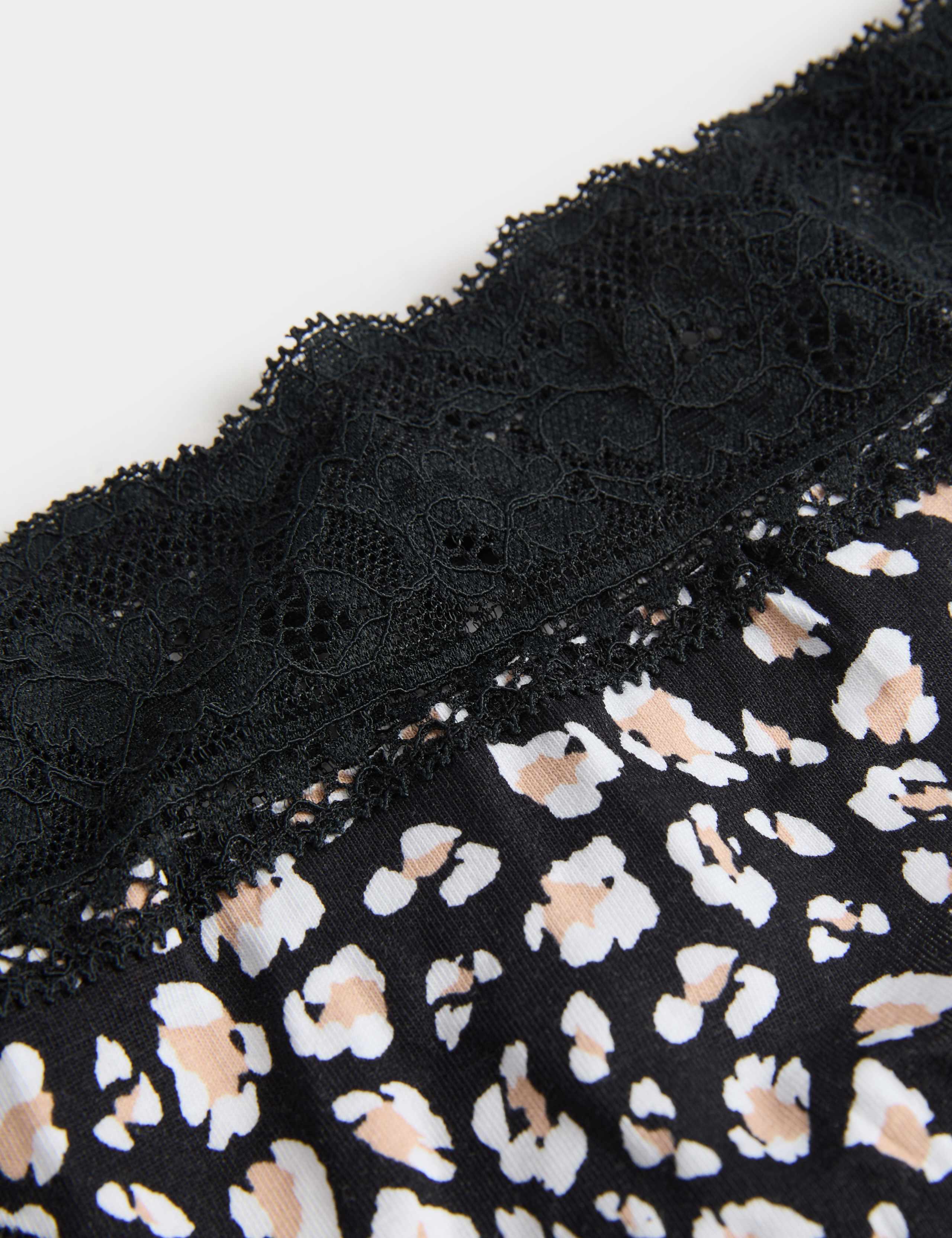5pk Cotton & Lace Printed Thongs 6 of 6