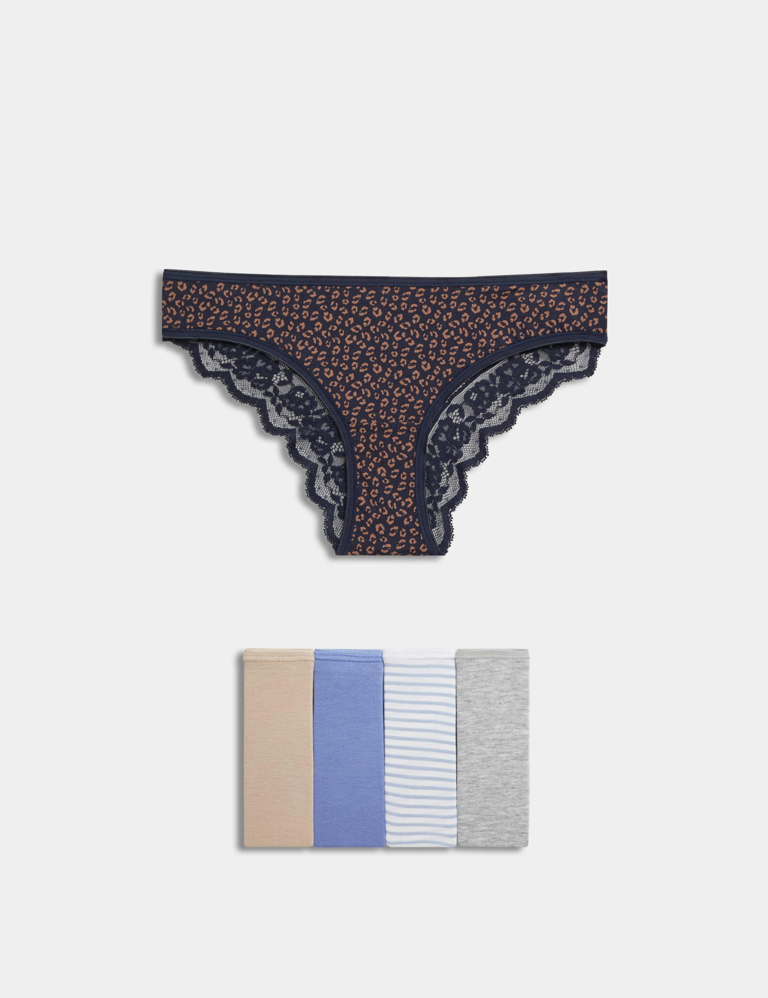 5pk Cotton Rich Low Rise Brazilian Knickers 1 of 5