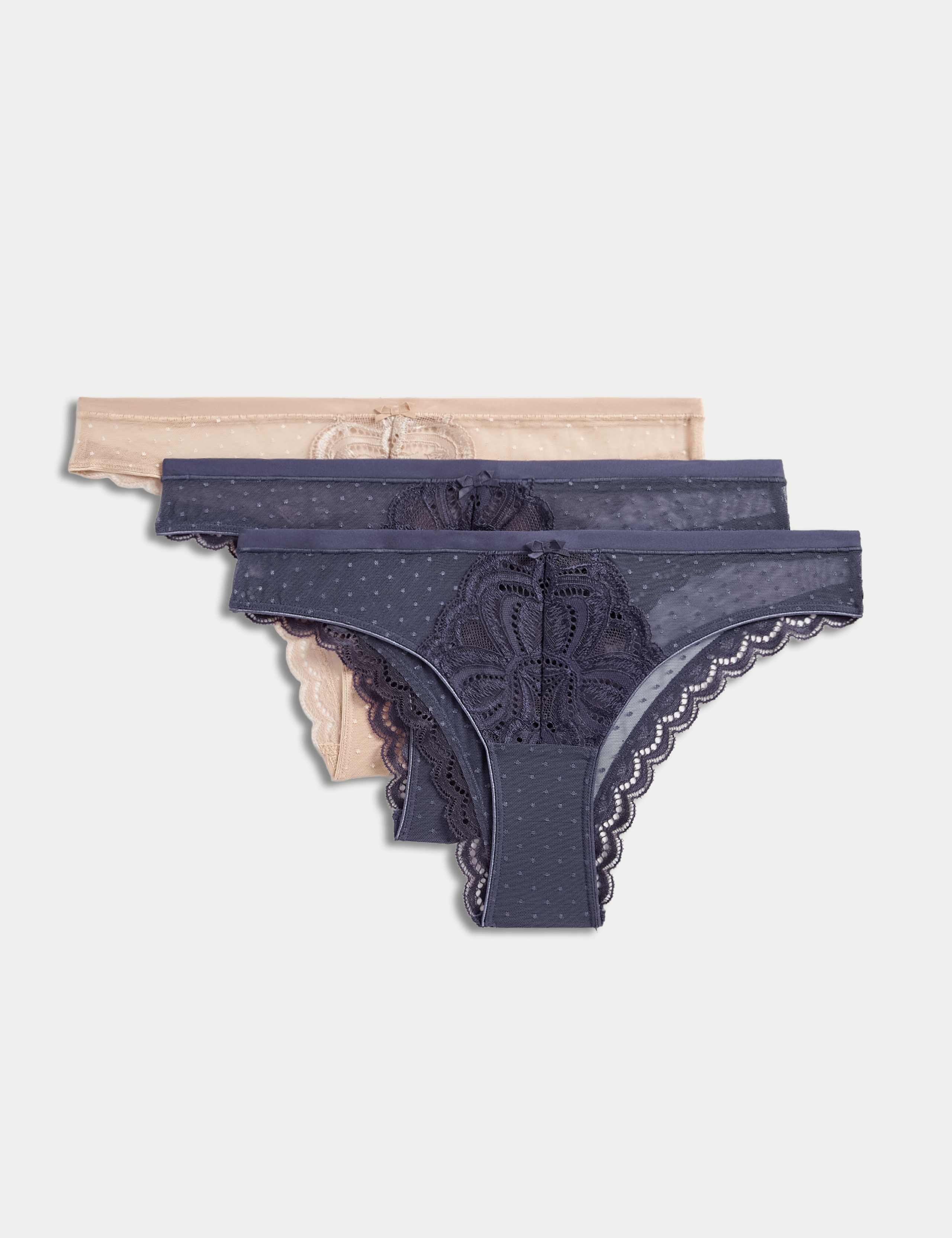 3pk Amelia Lace Brazilian Knickers 1 of 5