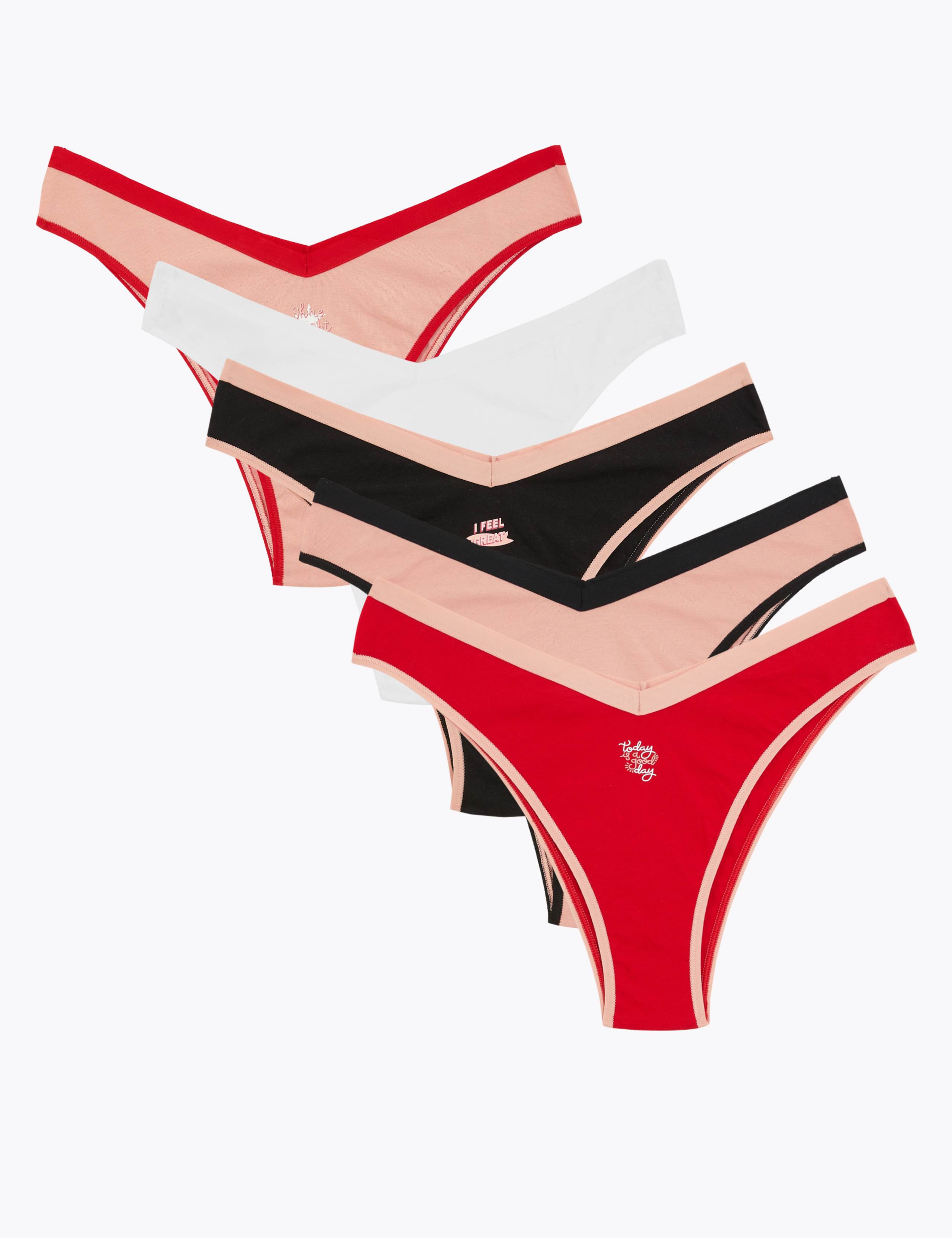 5 Pack Cotton Lycra® Slogan Miami Knickers 1 of 5