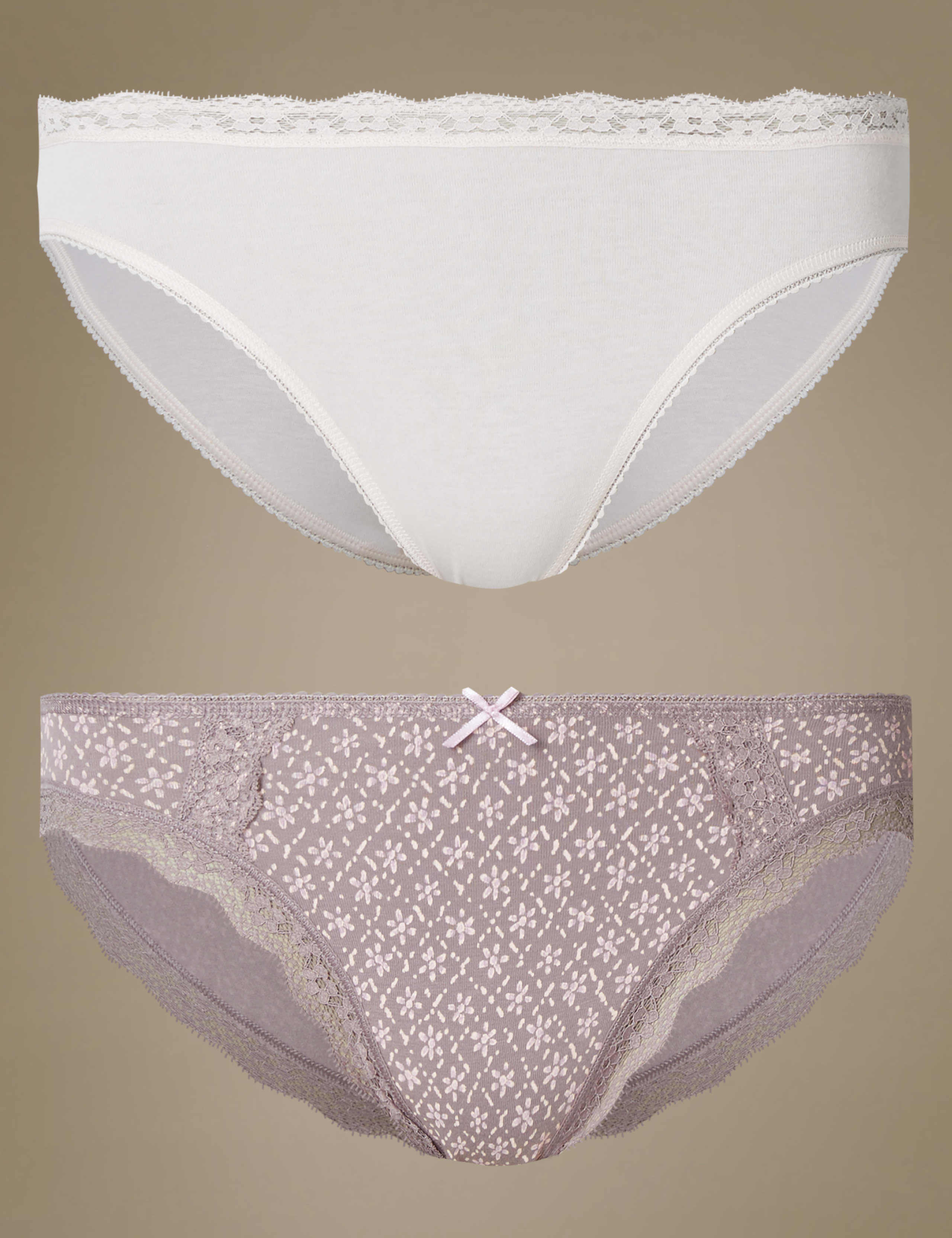 2 Pack Cotton Rich High Leg Knickers 1 of 6