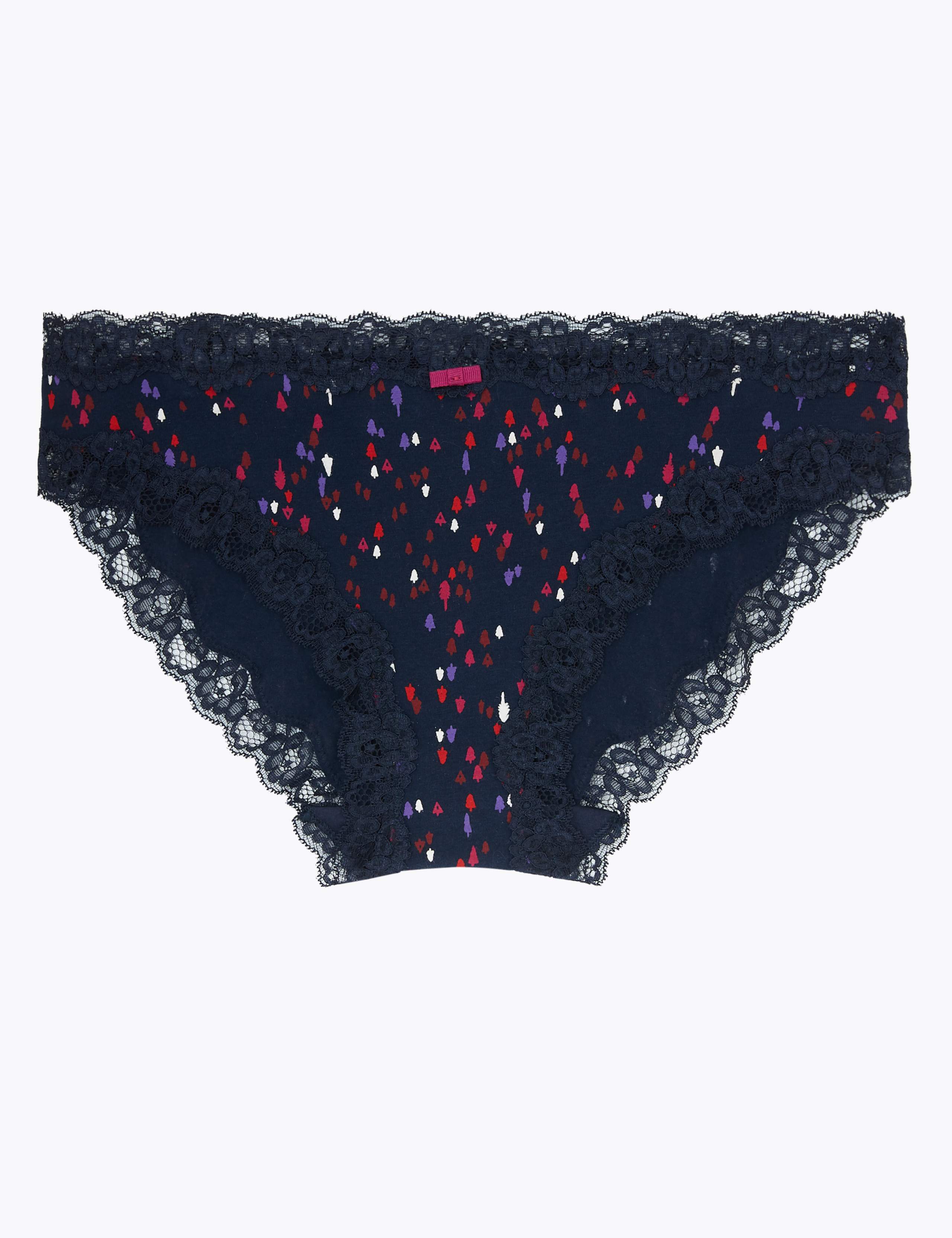 Christmas Tree Print Bikini Knickers 1 of 3