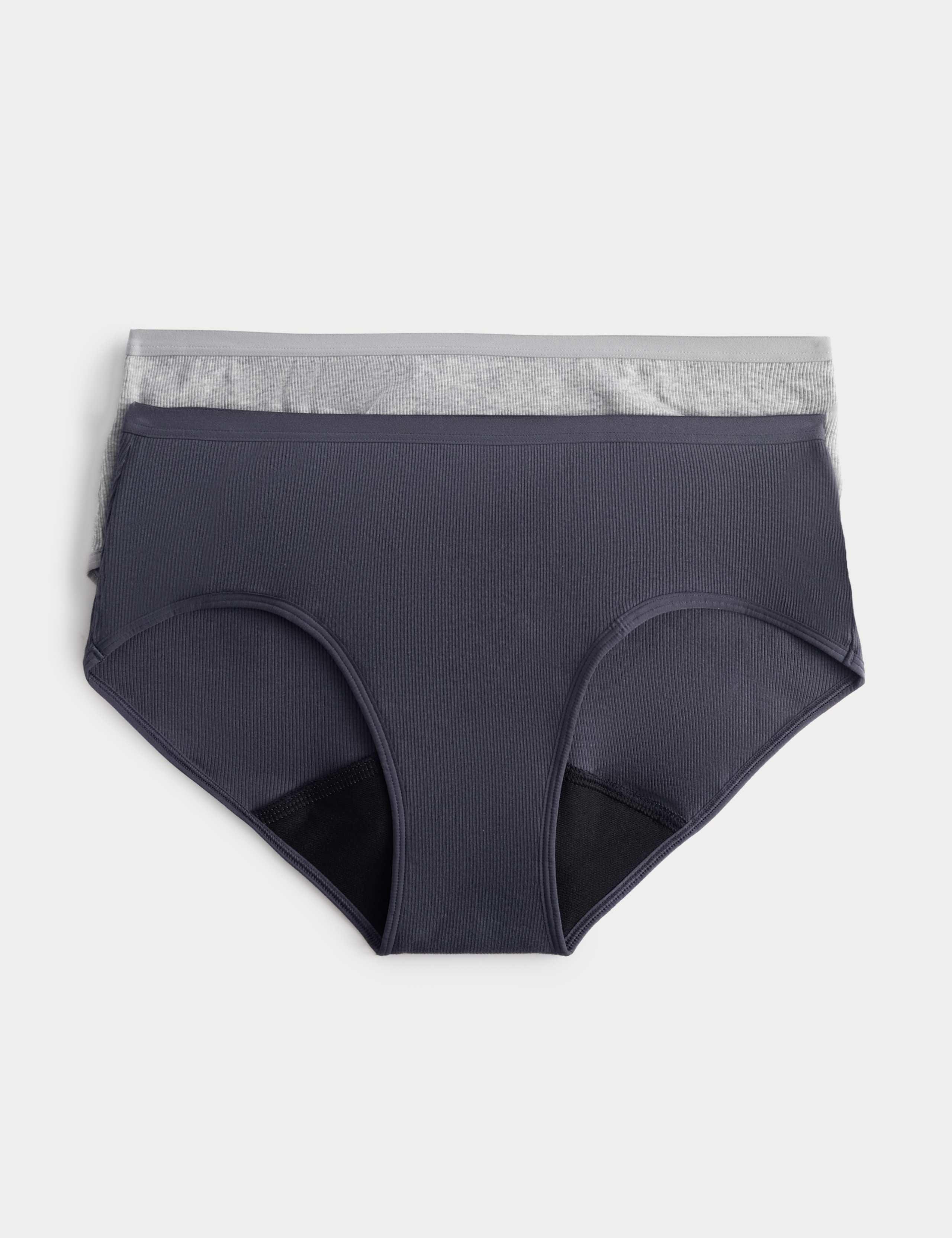 2 Pack Cotton Rib Heavy Absorbency Period Knicker Shorts 1 of 6