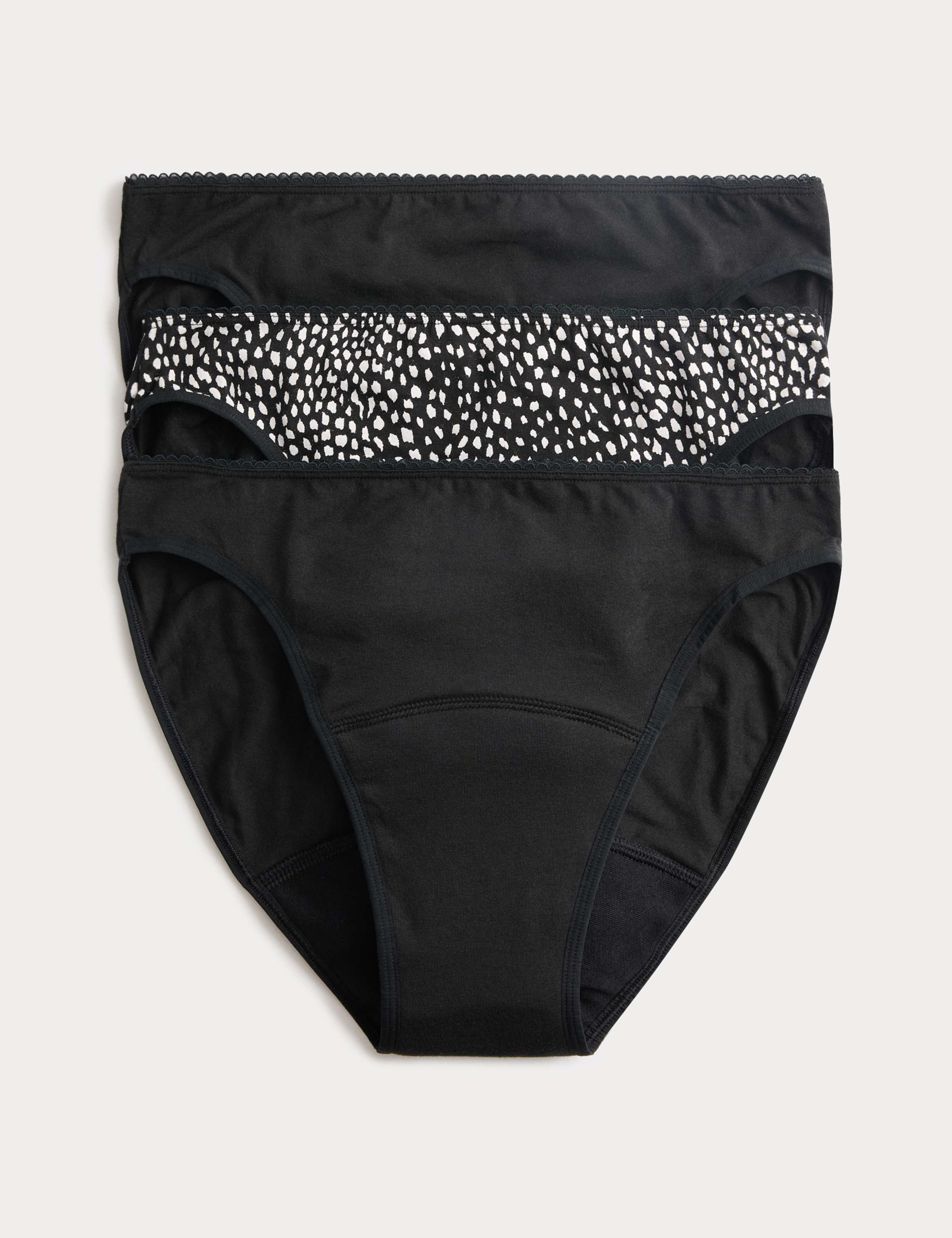 3pk Heavy Absorbency Period High Leg Knickers 1 of 7