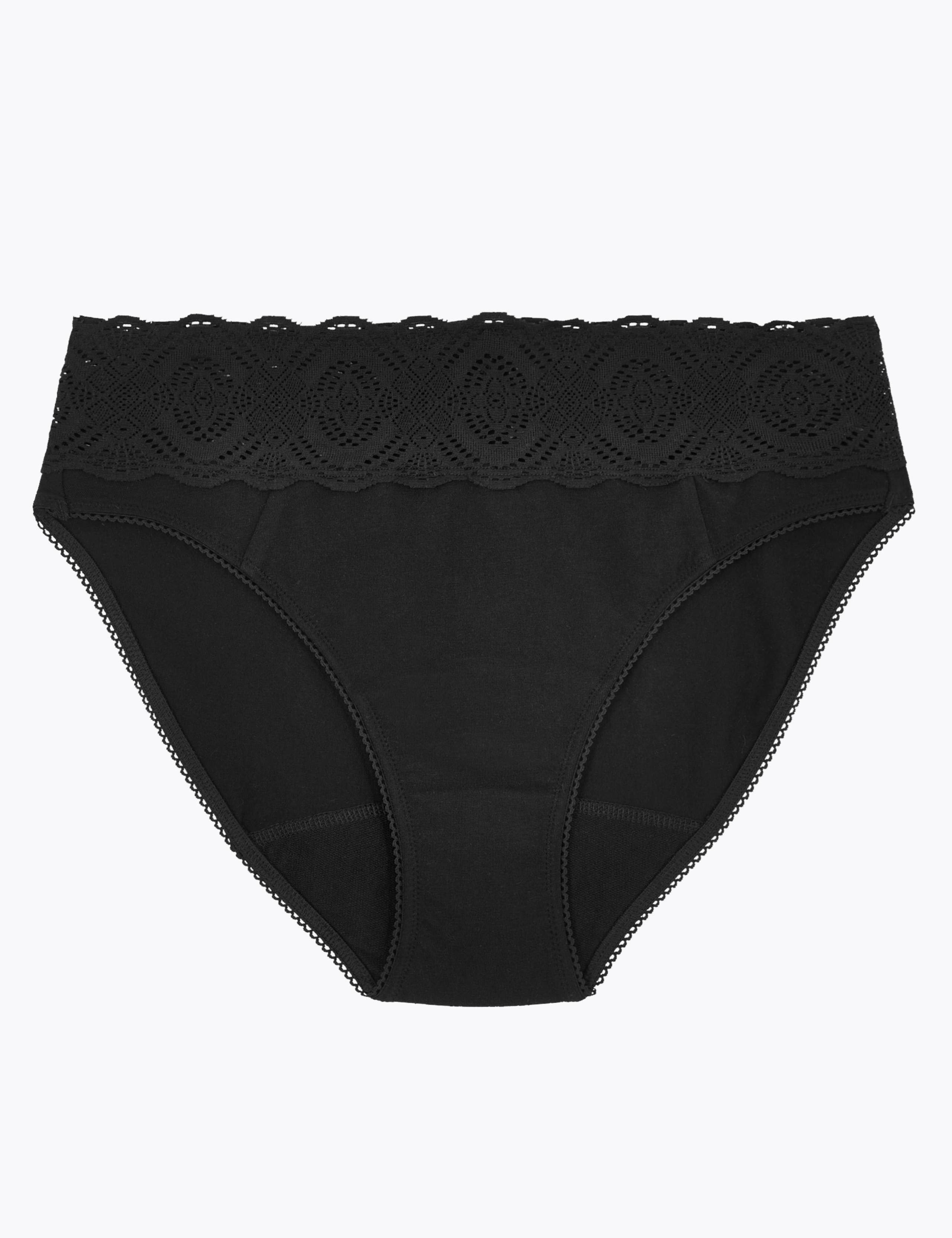 Anti-Leak Cotton & Lace High Leg Knickers 1 of 9