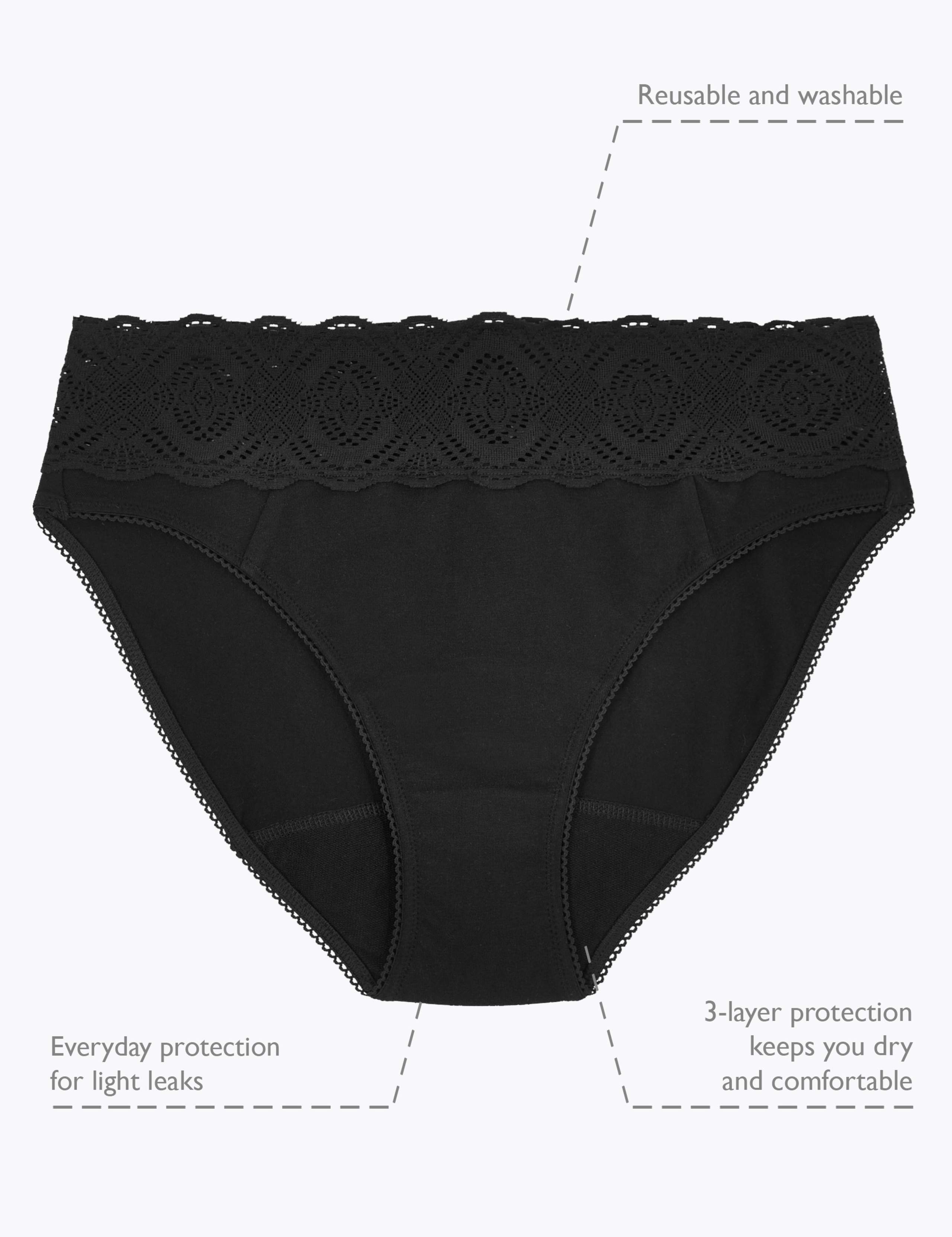 Anti-Leak Cotton & Lace High Leg Knickers 6 of 9