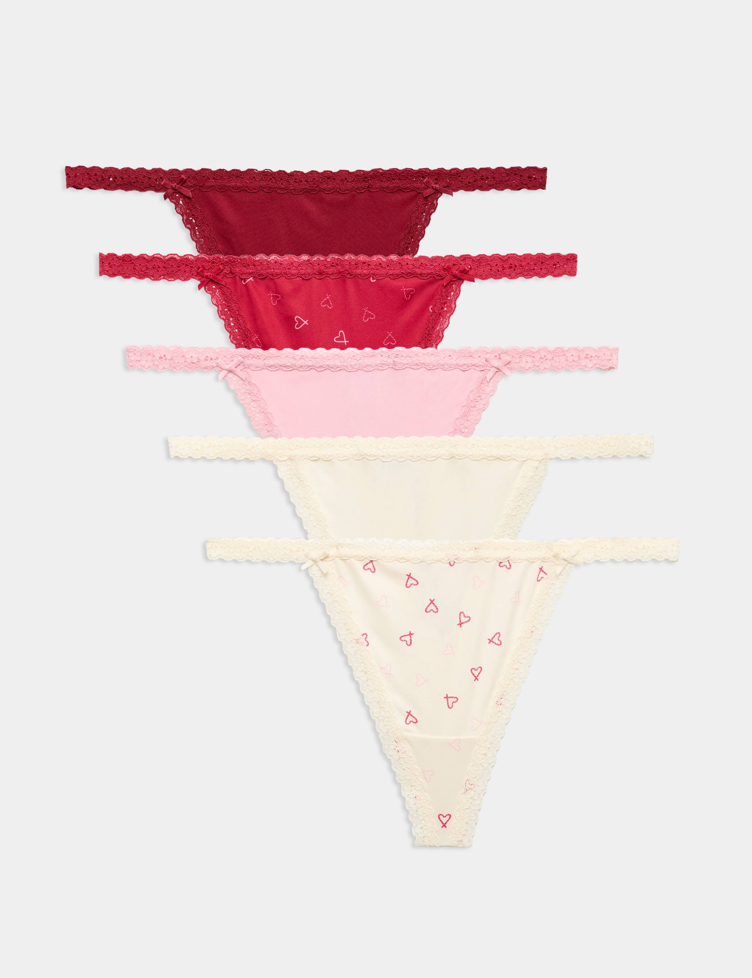 5pk Christmas Candy Cane Low Rise Tanga Thongs 1 of 5