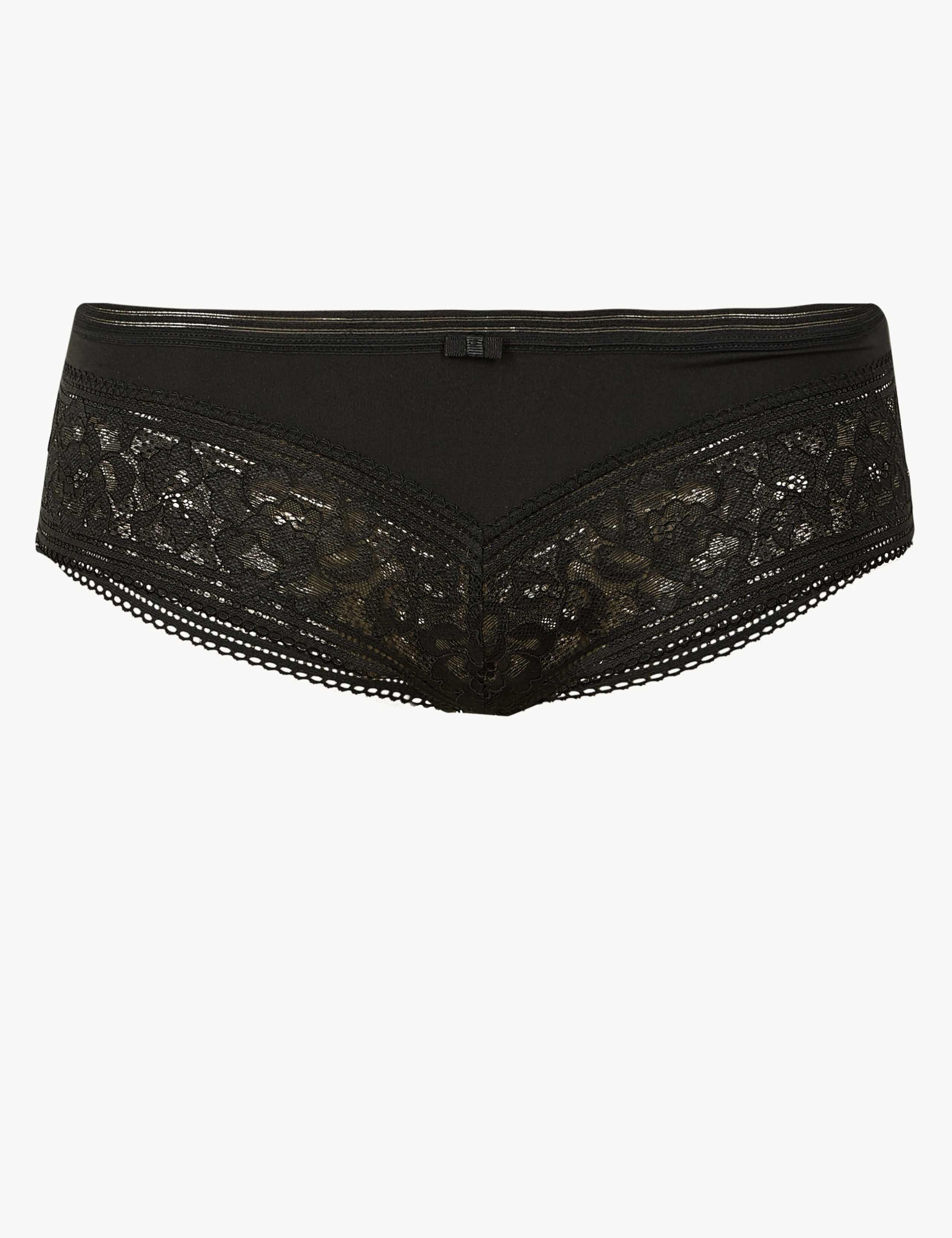 All Over Lace Sporty Trim Striped Brazilian Knickers 2 of 3