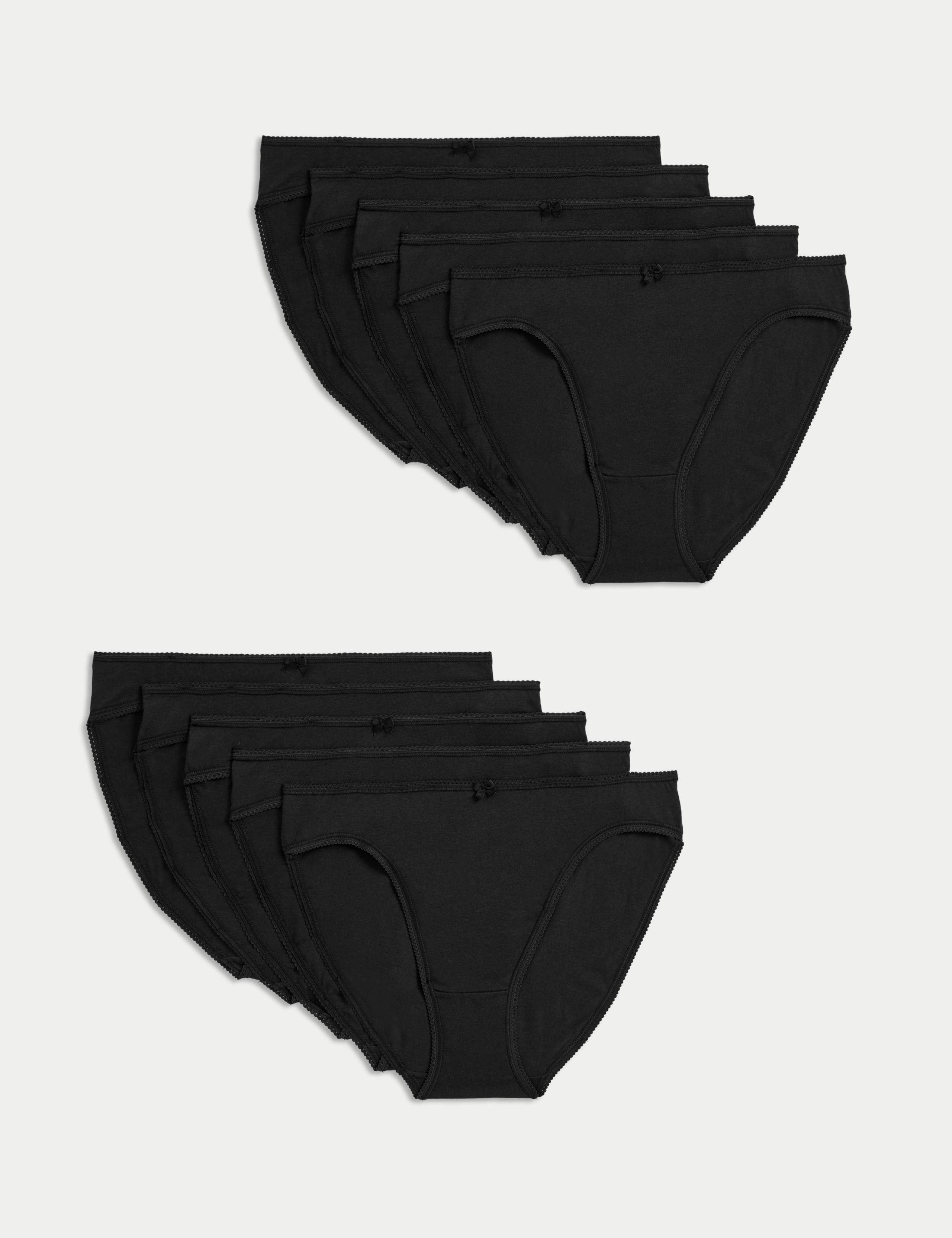 10pk Cotton Lycra® High Leg Knickers 1 of 2