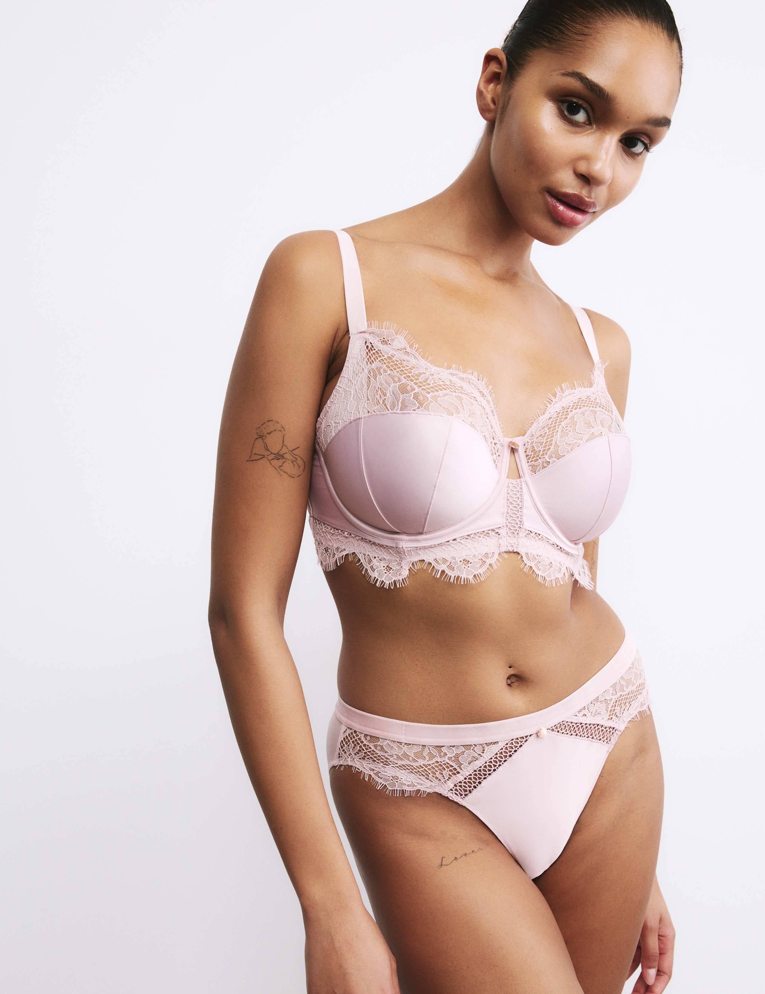 Saffron Satin & Lace Wired Balcony Bra F-H 4 of 6