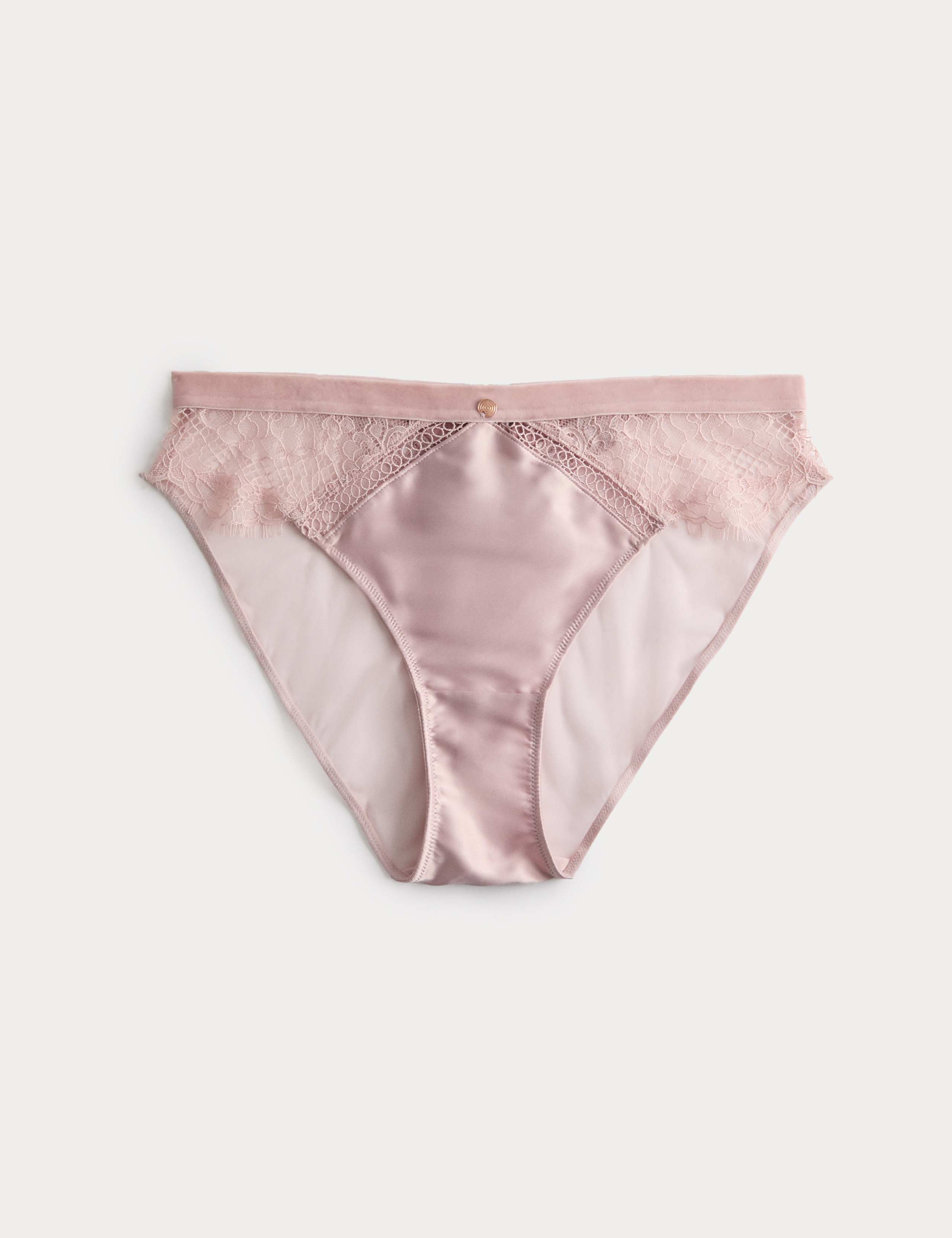 Saffron Satin & Lace High Leg Knickers 2 of 4