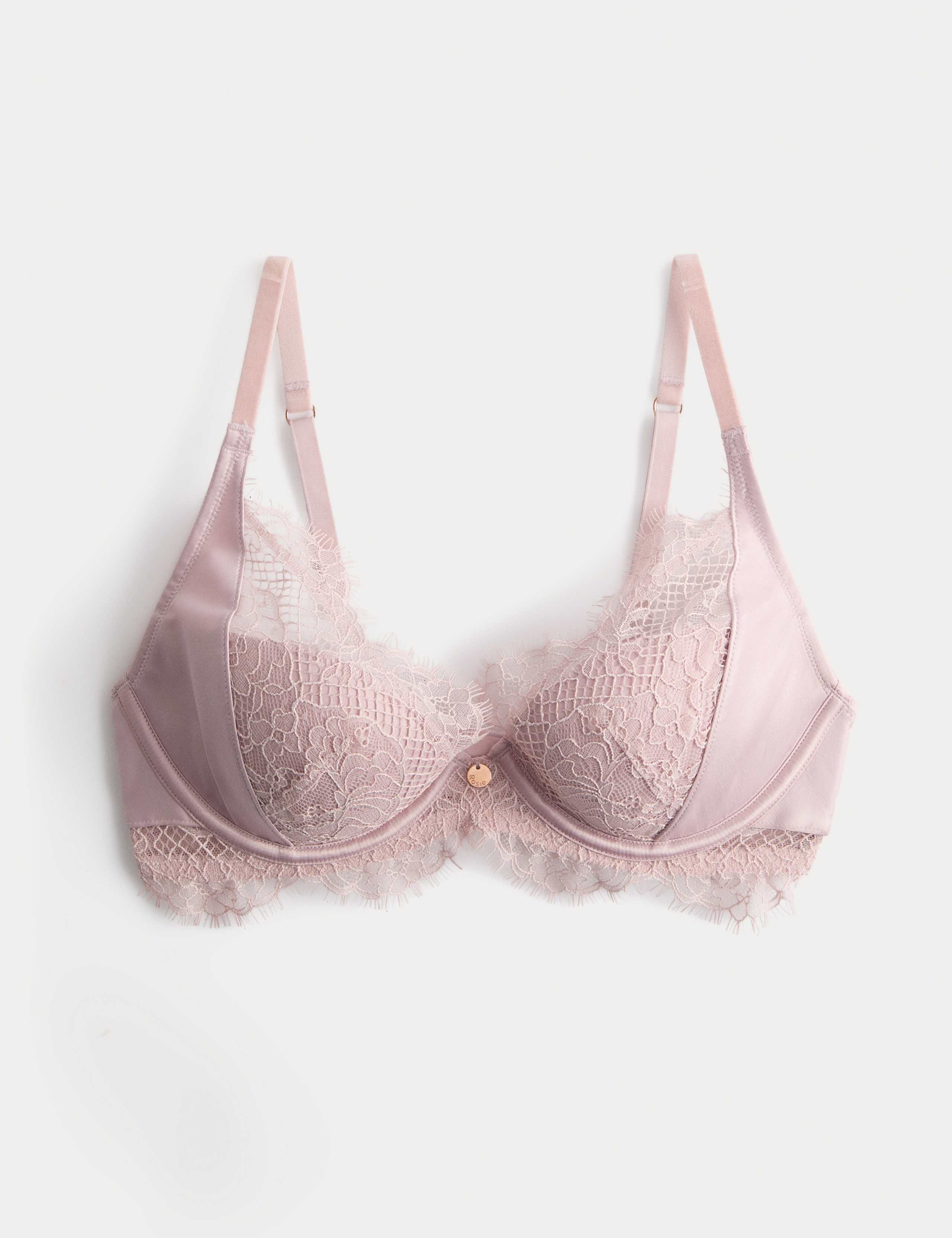 Saffron Satin & Lace Wired Plunge Bra A-E 2 of 7