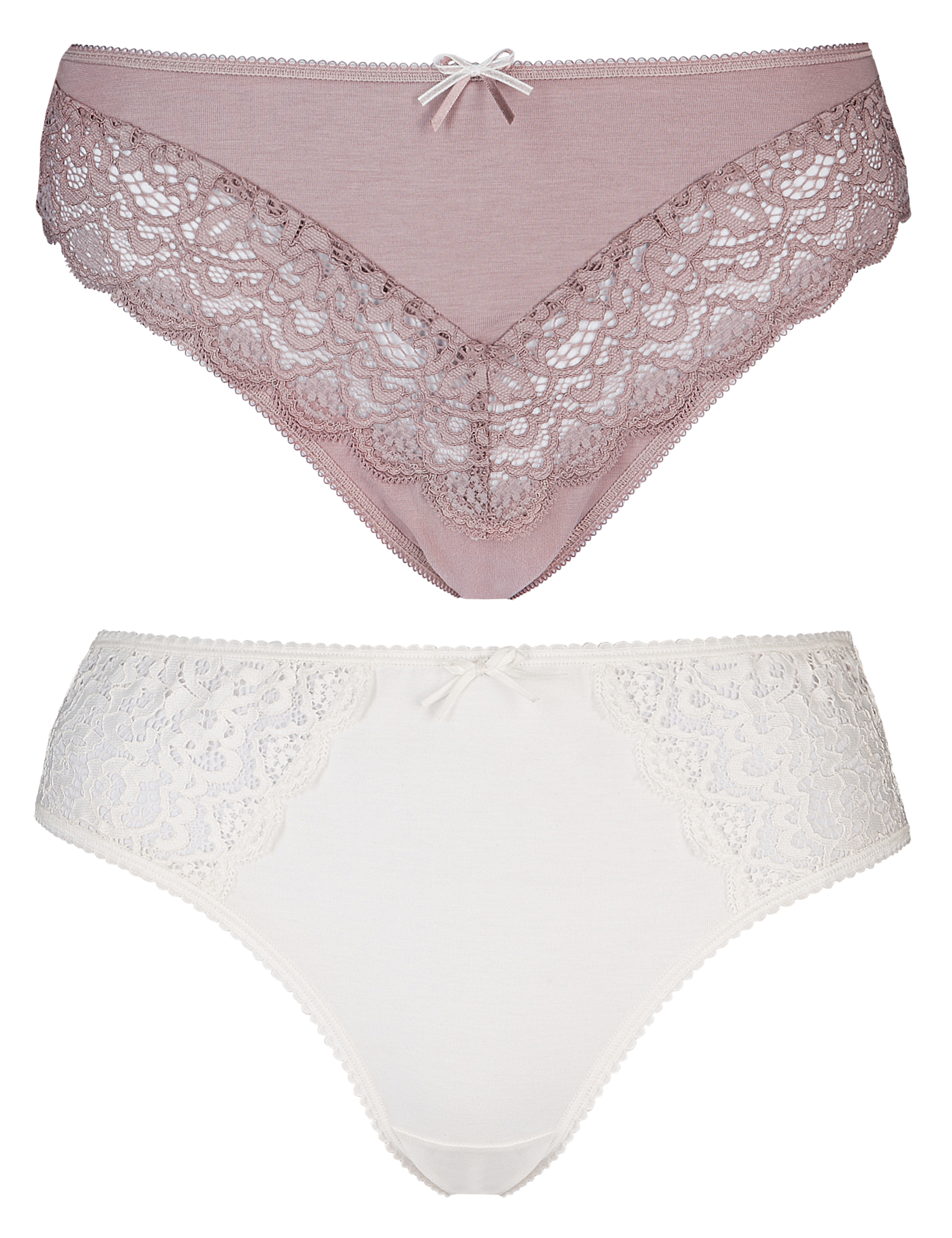 2 Pack Supima® Ornate Lace High Leg Knickers 2 of 5