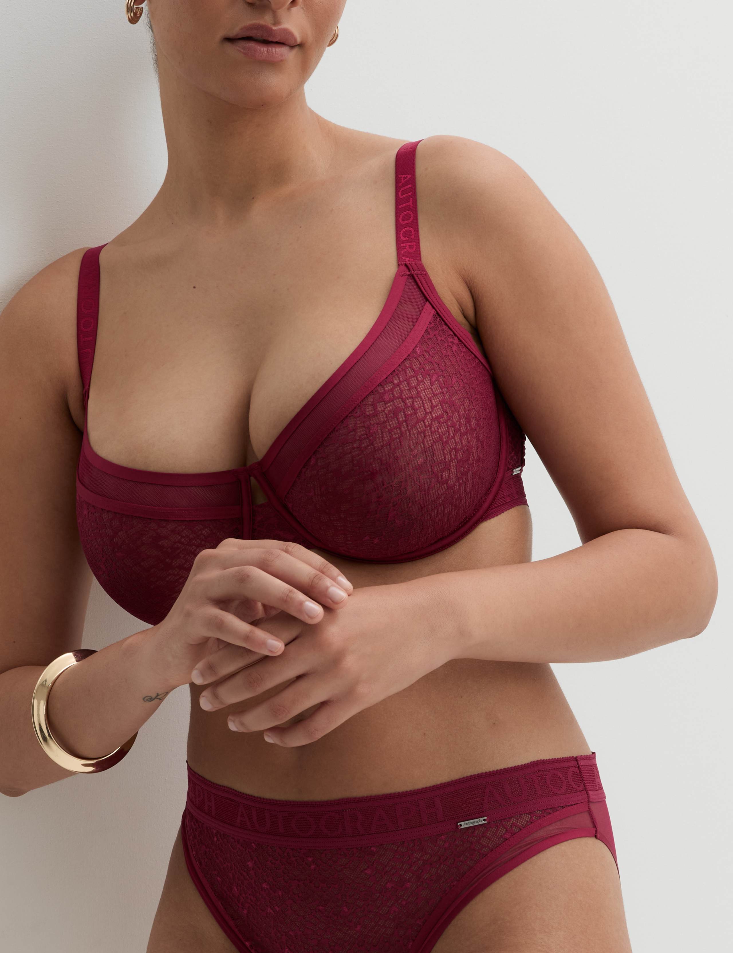 Tivoli Patterned Lace Wired Minimiser Bra (C-G) 2 of 4