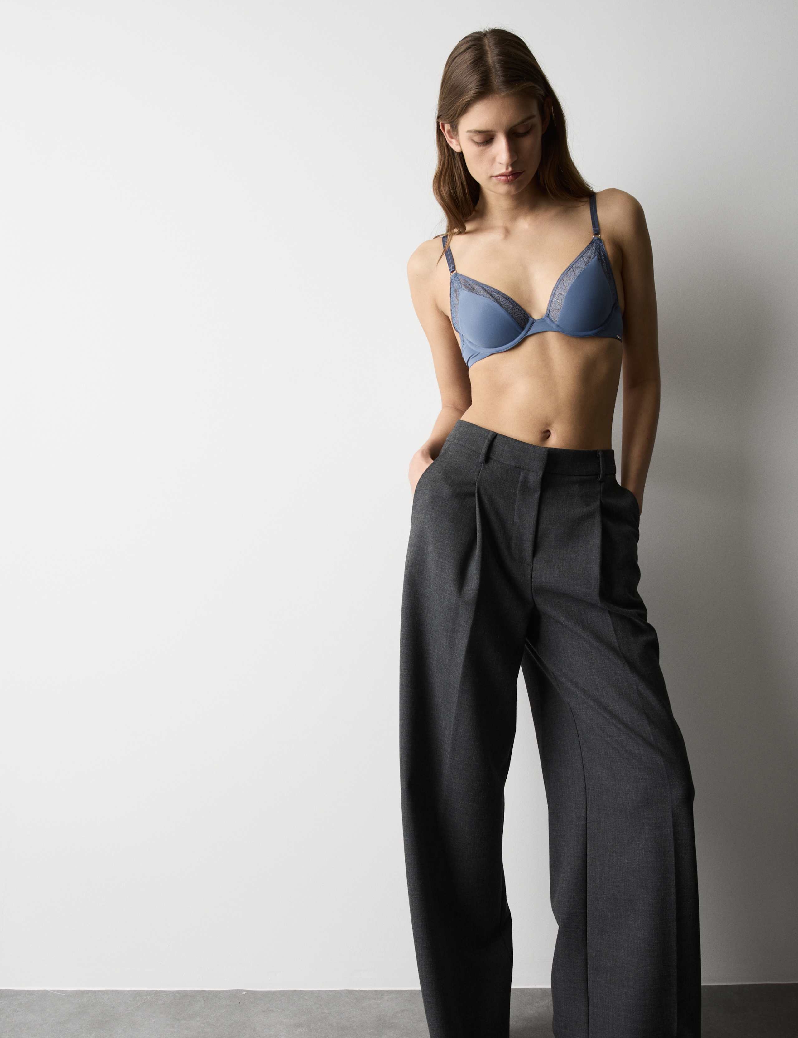 Boston Microfibre Lace Trim Wired PlungeBra 1 of 7