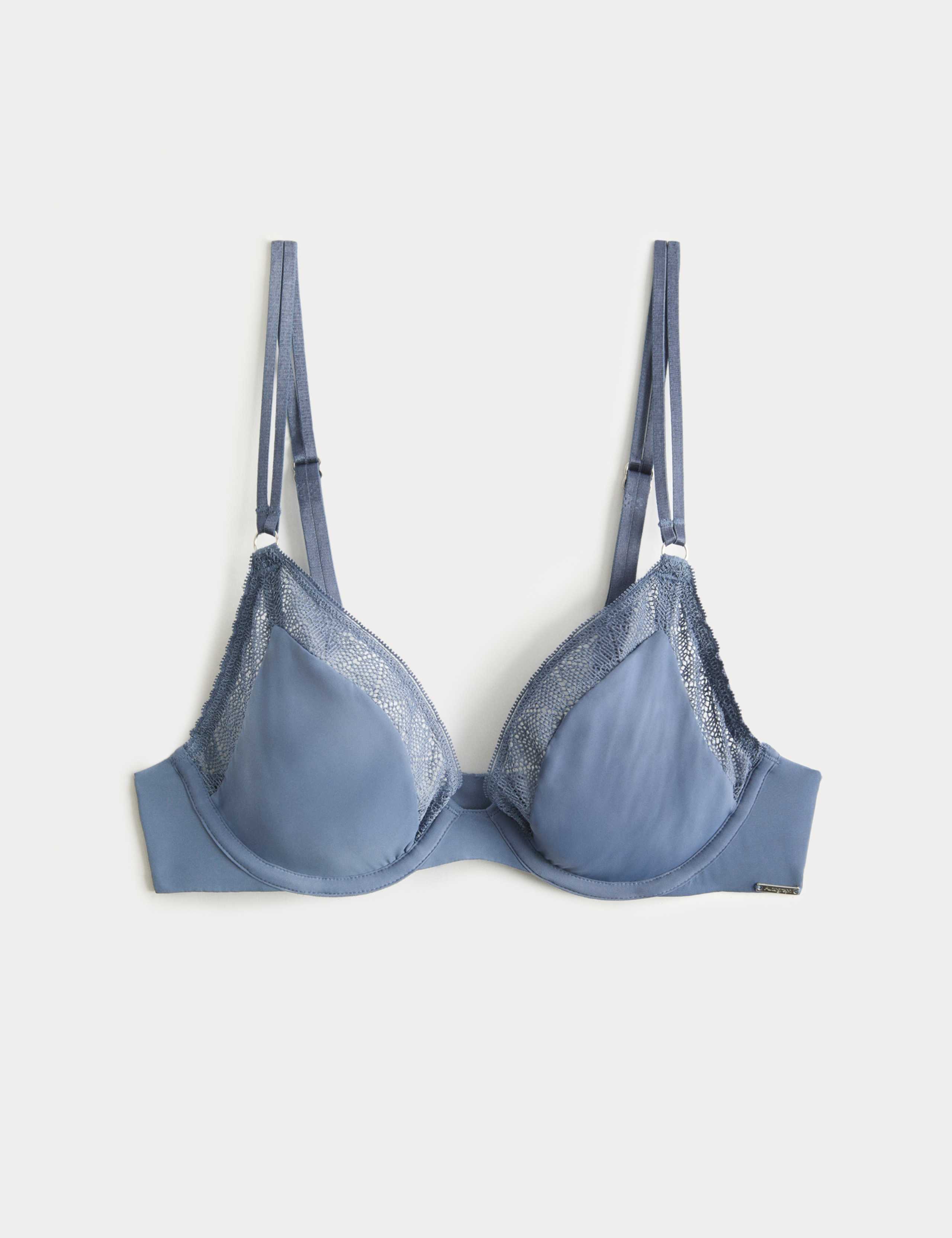 Boston Microfibre Lace Trim Wired PlungeBra 2 of 7