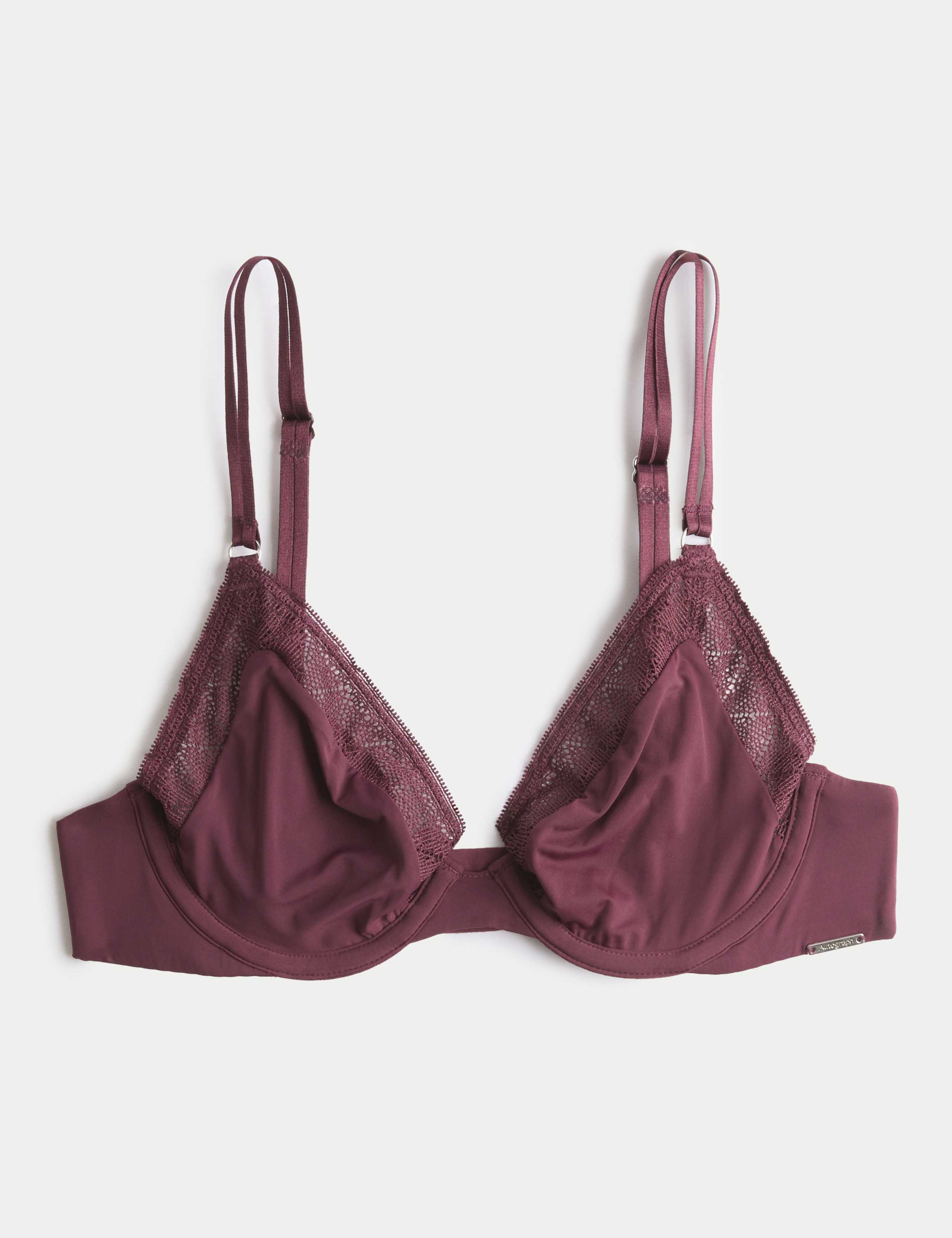 Boston Microfibre Lace Trim Wired PlungeBra 2 of 7