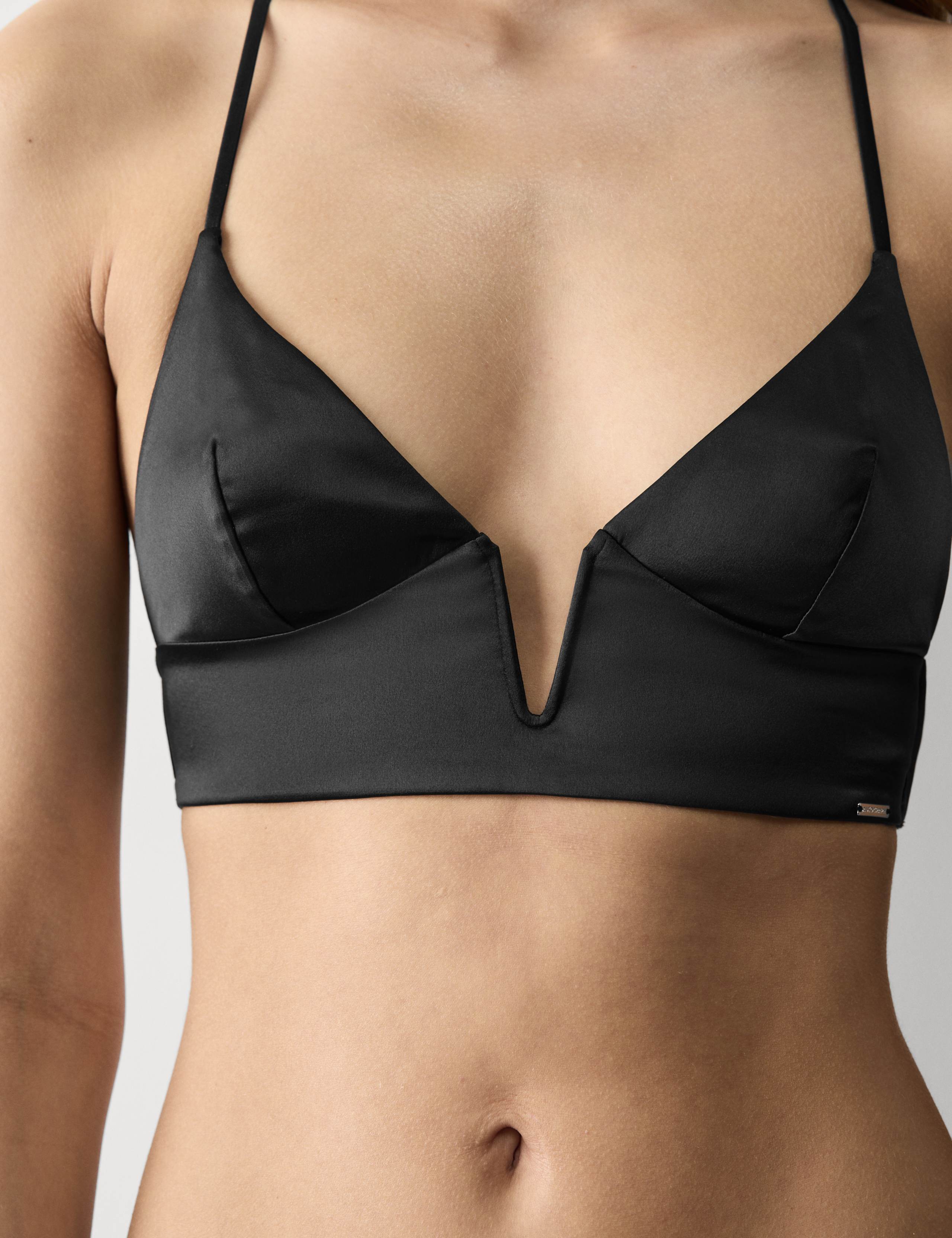 Black Label Satin Non Wired Plunge Bra (A-E) 5 of 8