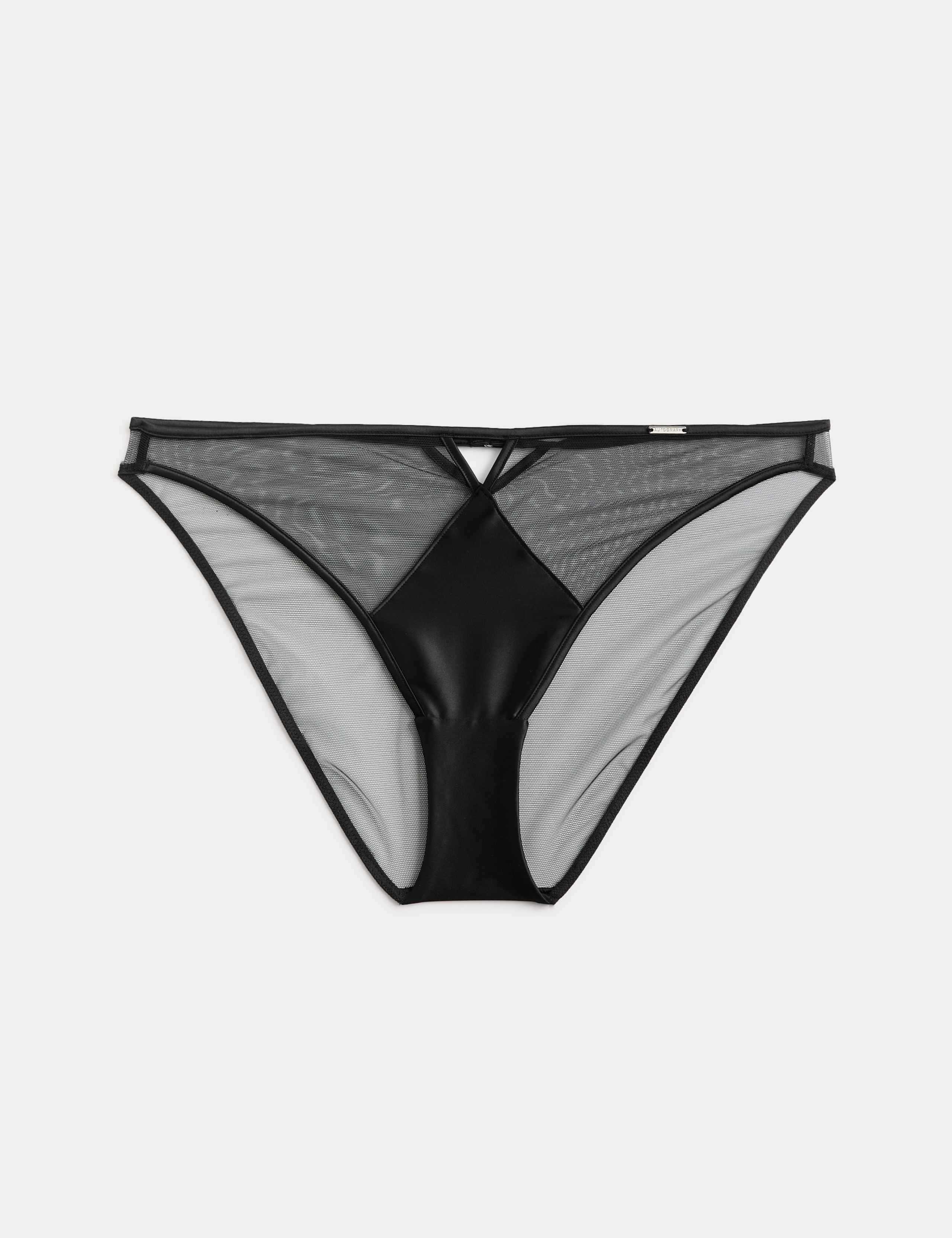 Satin & Mesh High Leg Knickers 2 of 5