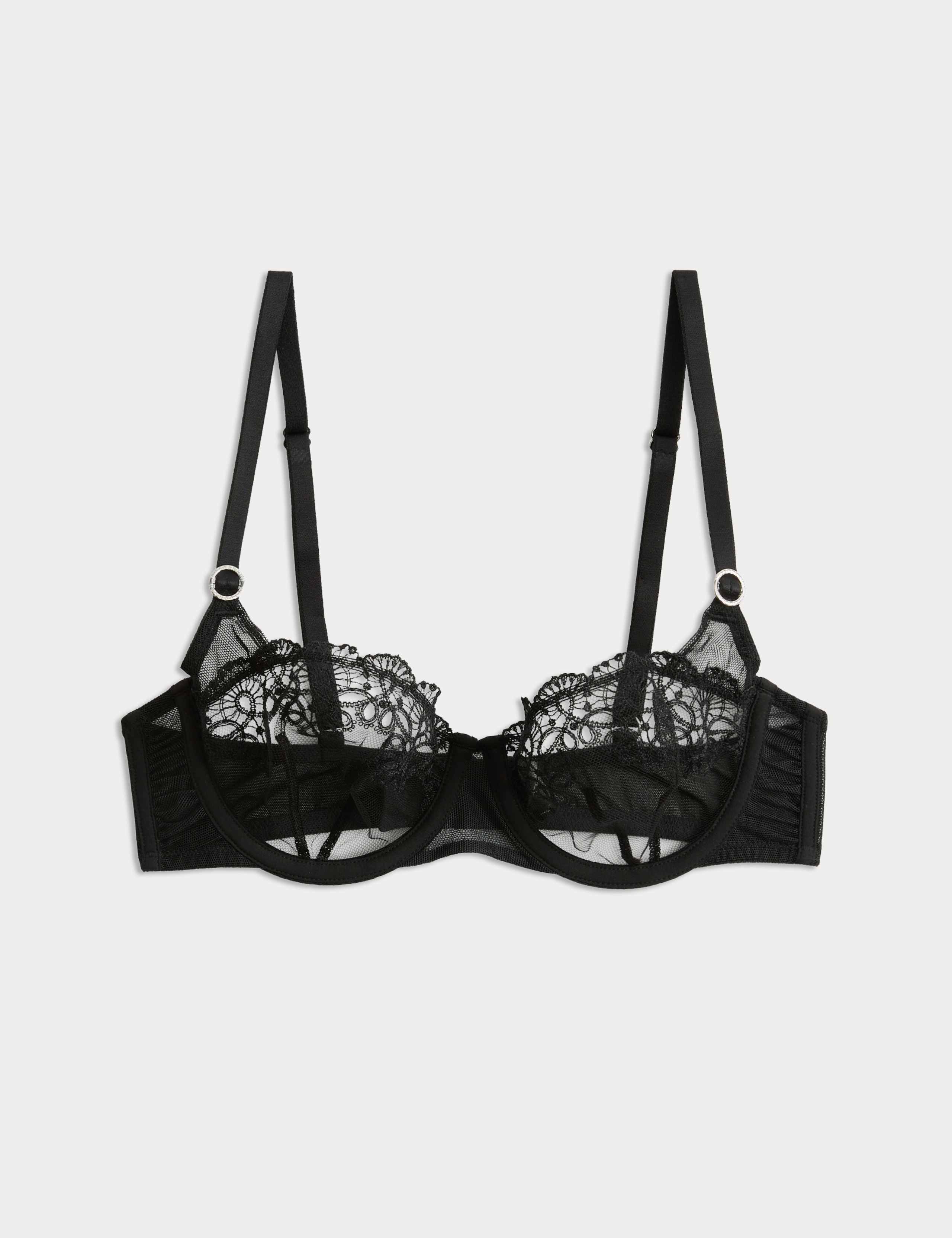 Seoul Embroidery Mesh Wired Balcony Bra A-E 2 of 7