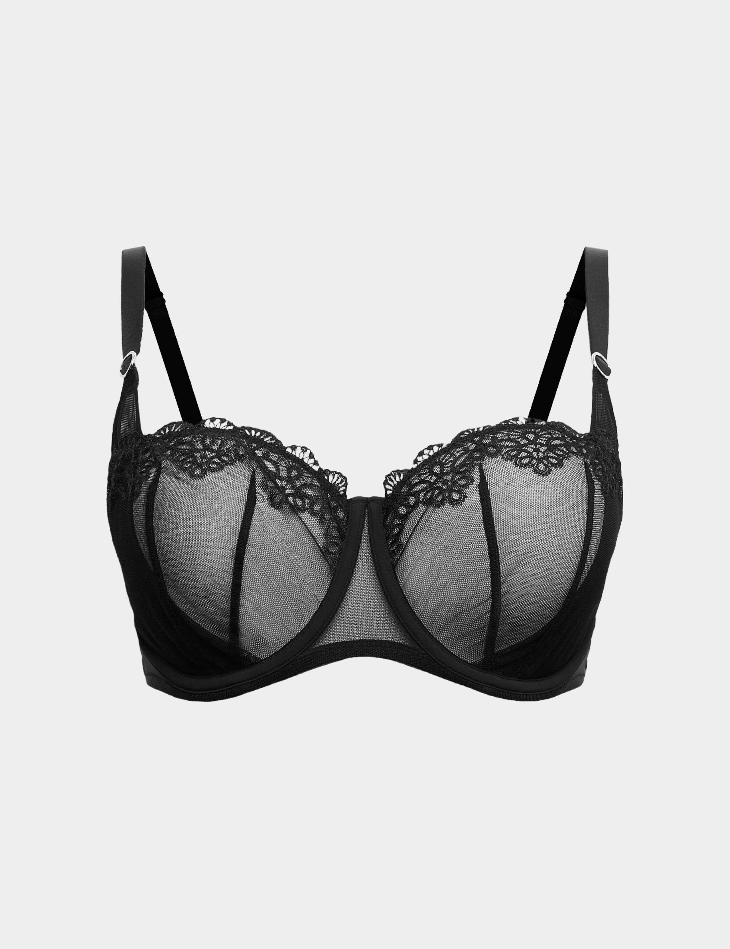 Seoul Embroidery Mesh Wired Balcony Bra F-H 2 of 9