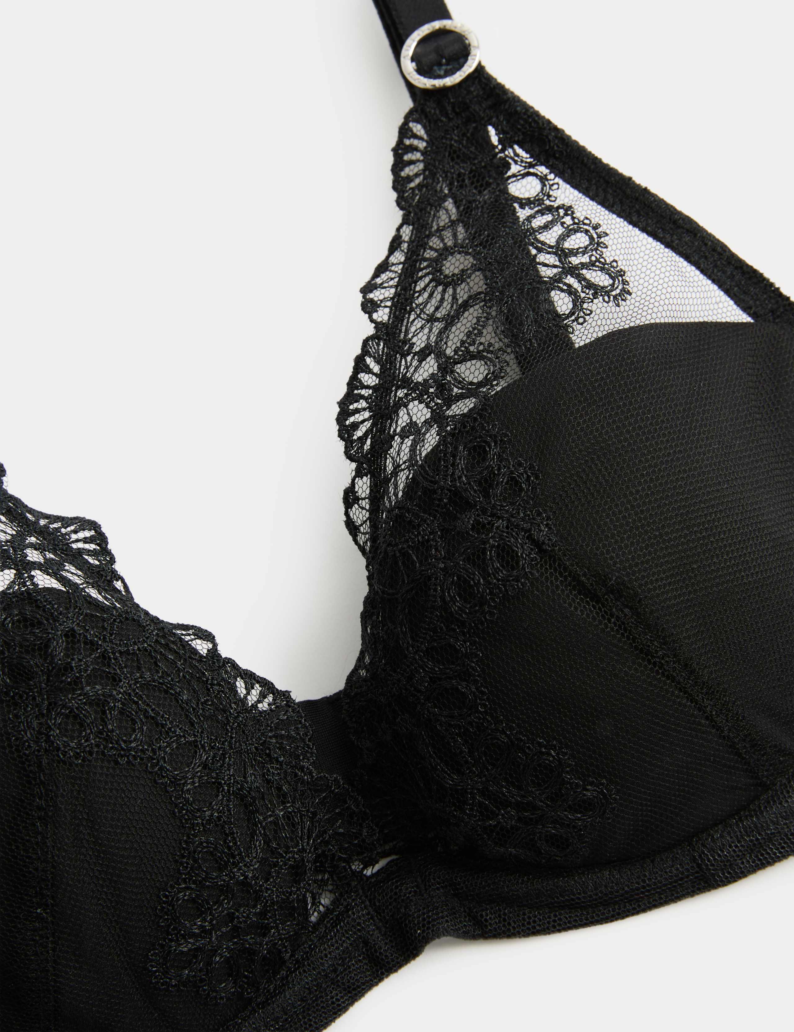 Seoul Mesh Embroidery Wired Plunge Bra A-E 7 of 8