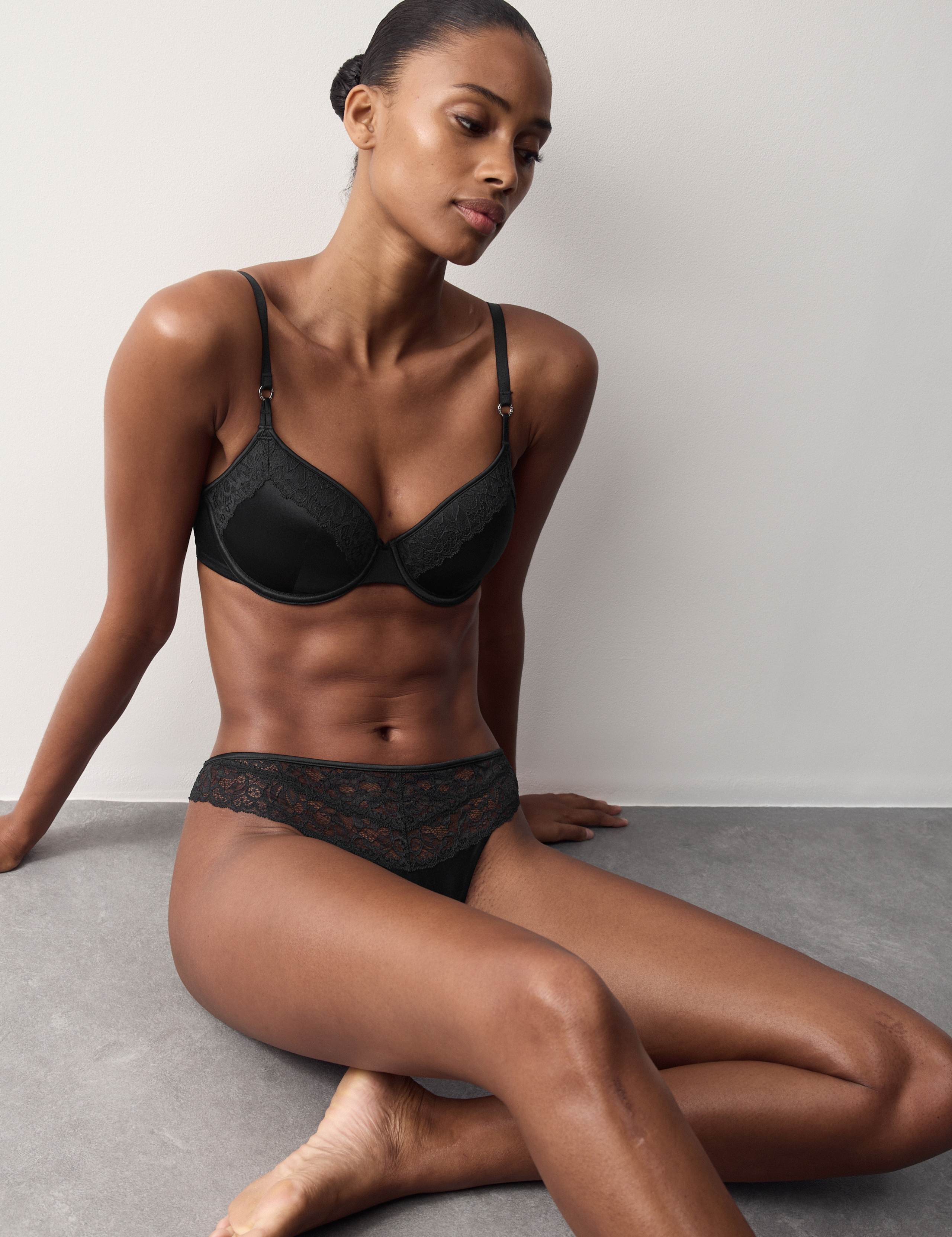 Silk & Lace Wired Demi Cup Bra (A-E) 1 of 5