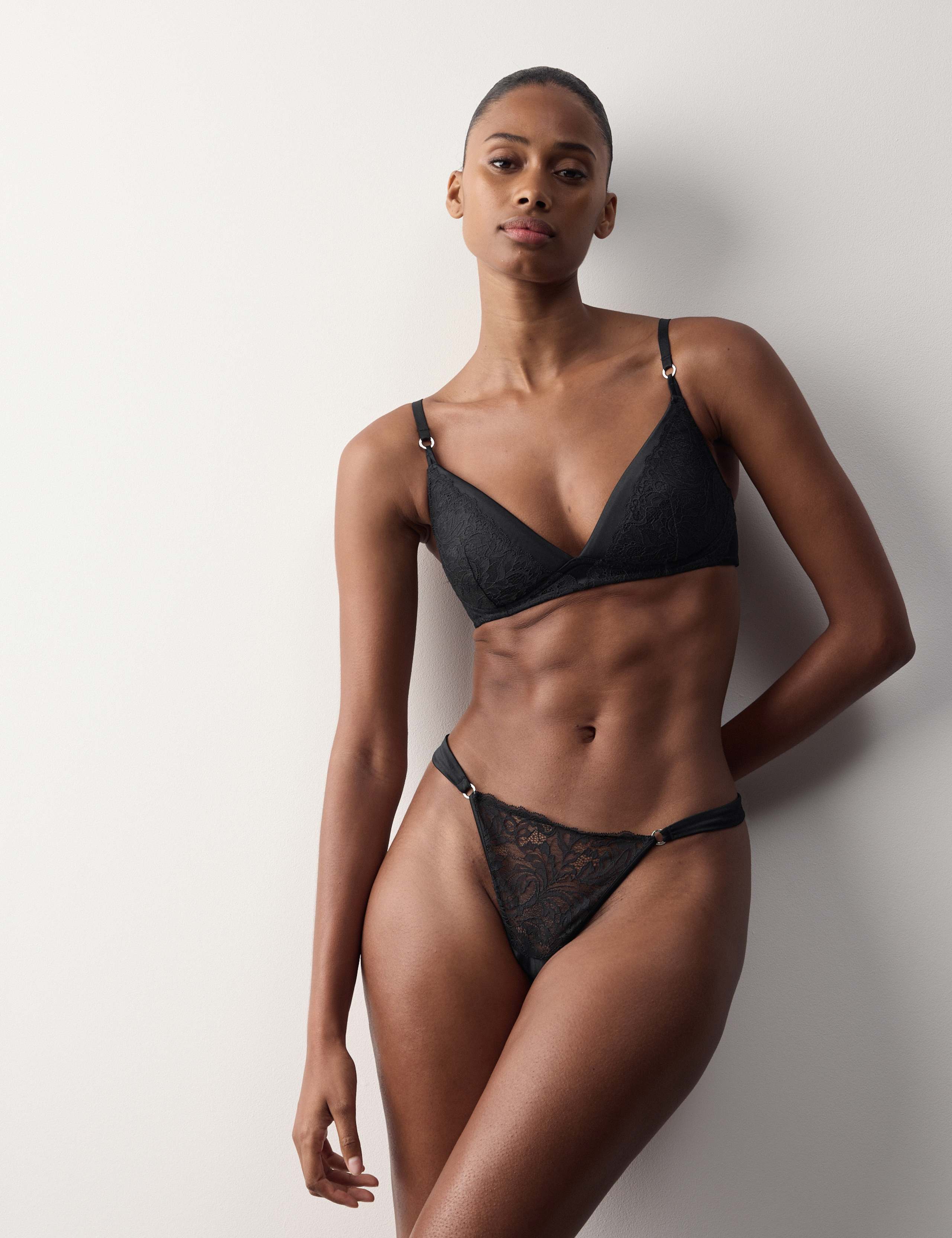 Silk & Lace Non Wired Plunge Bra (A-E) 1 of 6