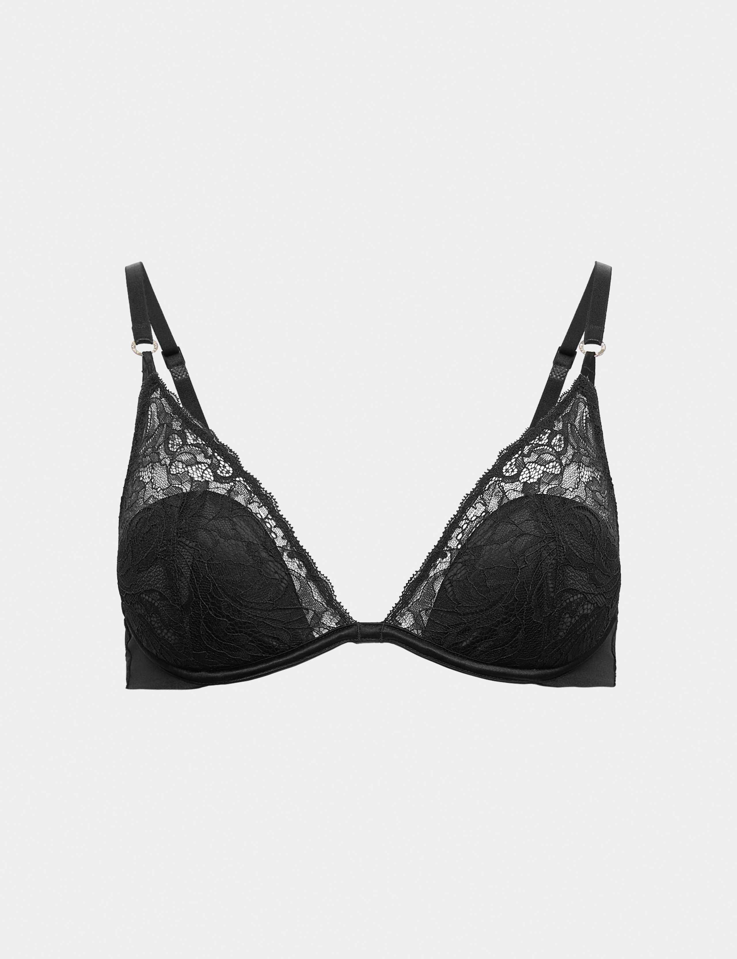 Lace with Silk Wired Plunge Bra (A-E) 2 of 6