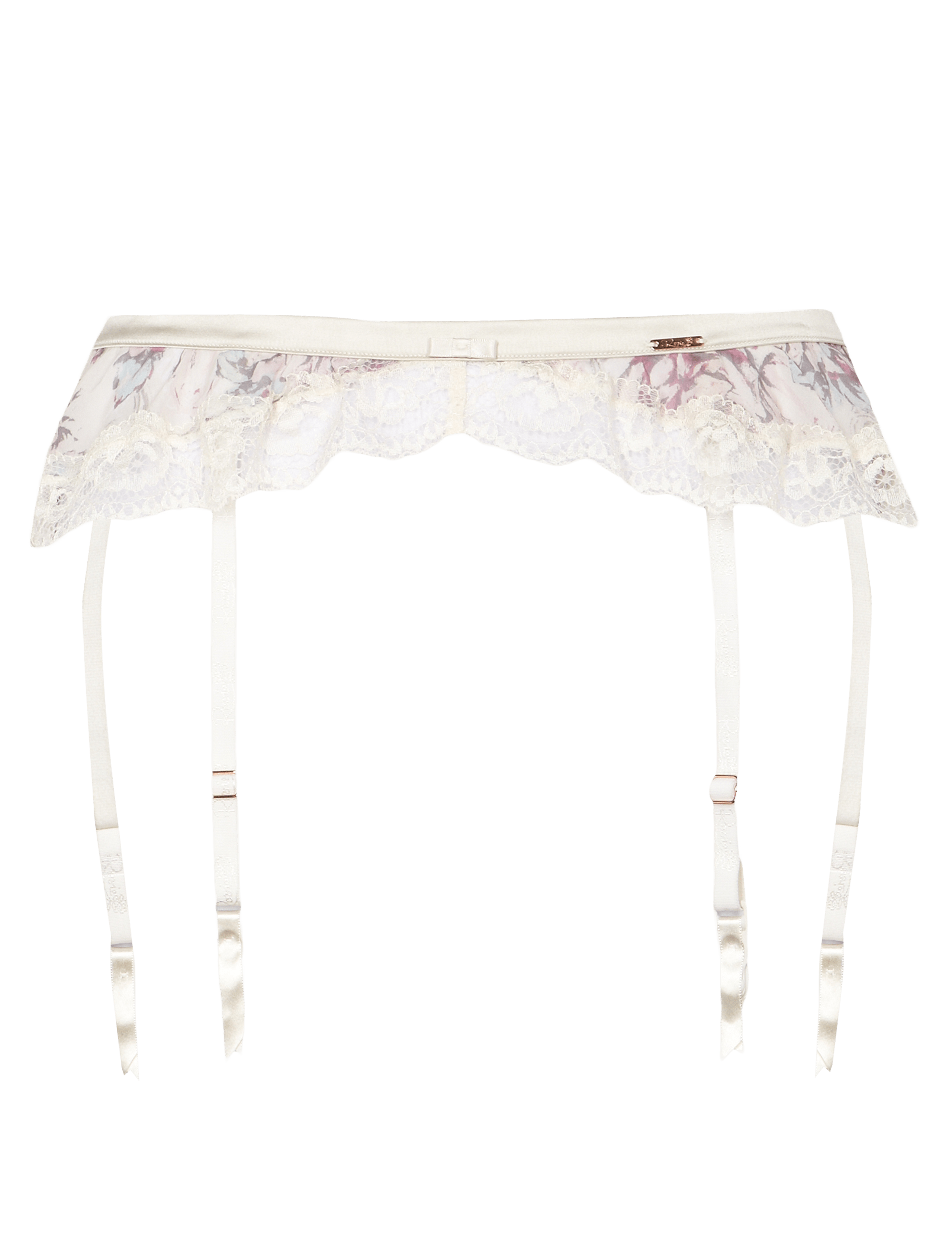 Printed Silk Chiffon Suspender with French Designed Rose 2 of 5