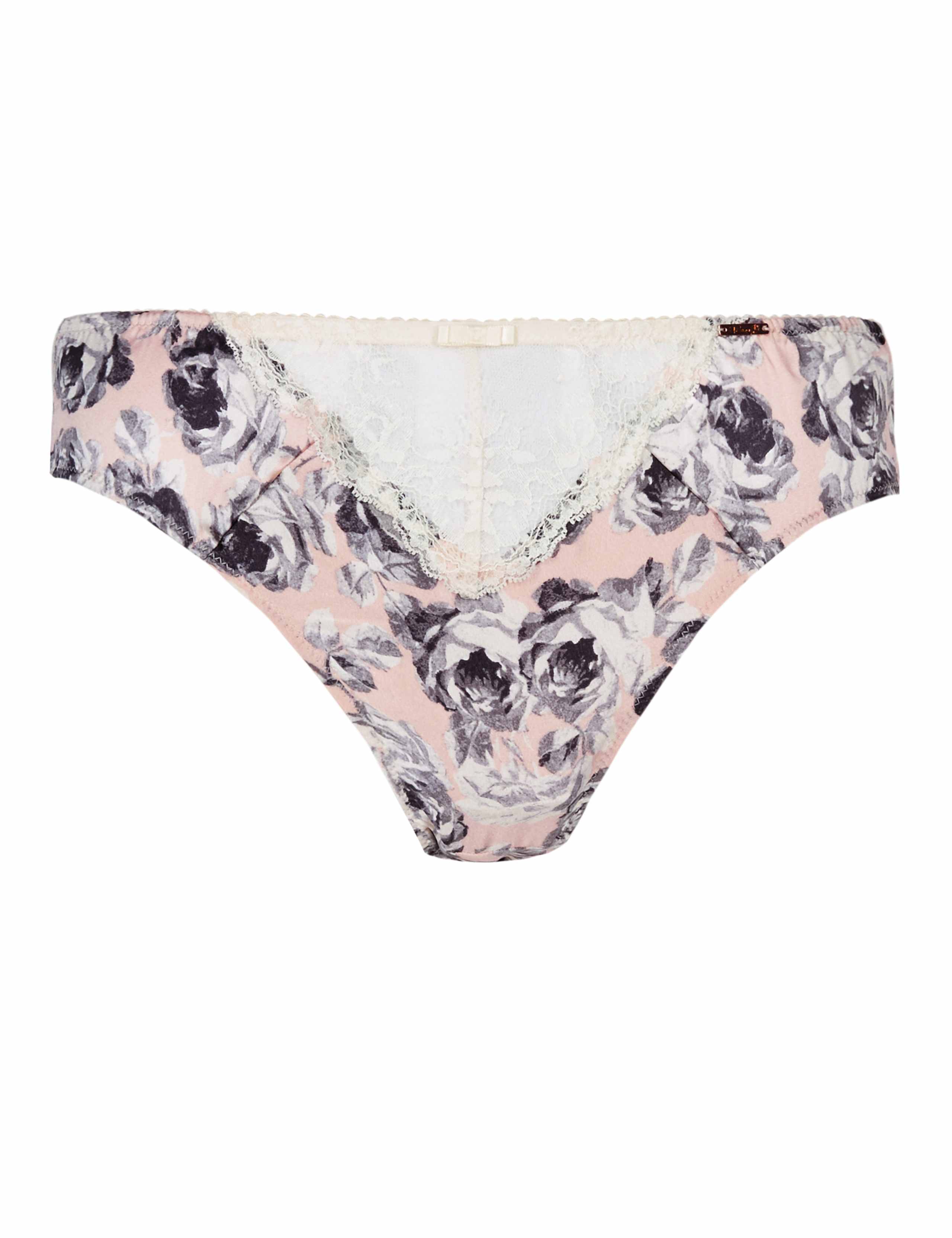 Silk High Leg Knickers with French Designed Rose Lace 3 of 4