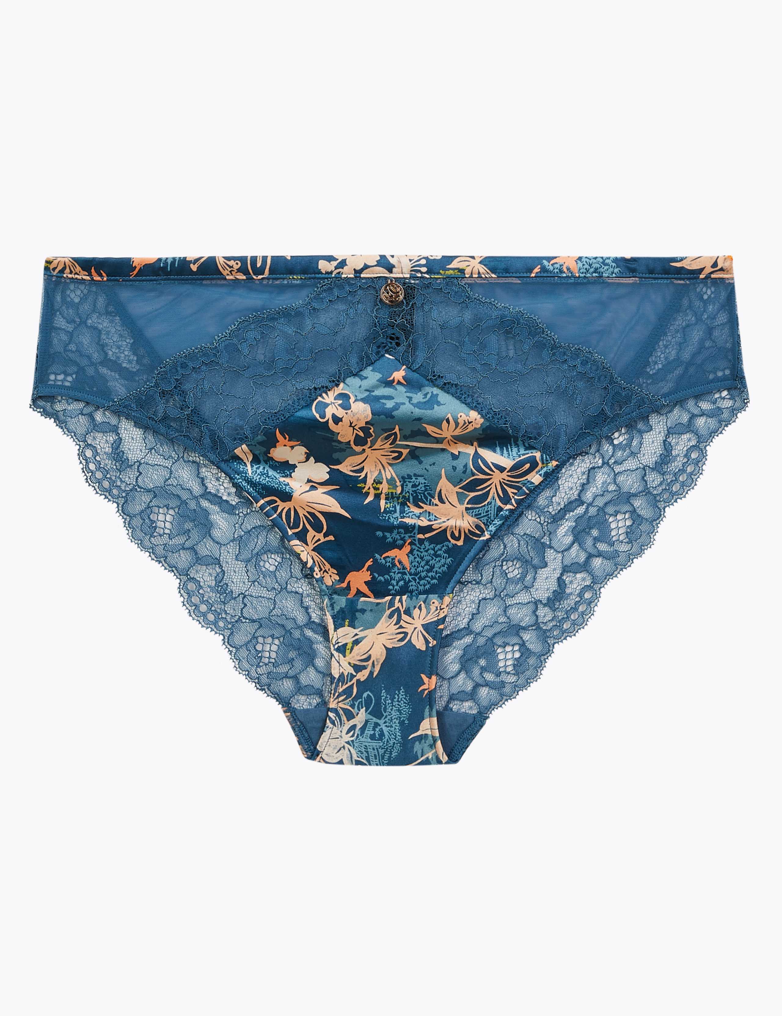 Silk Floral Lace High Leg Knickers 1 of 5