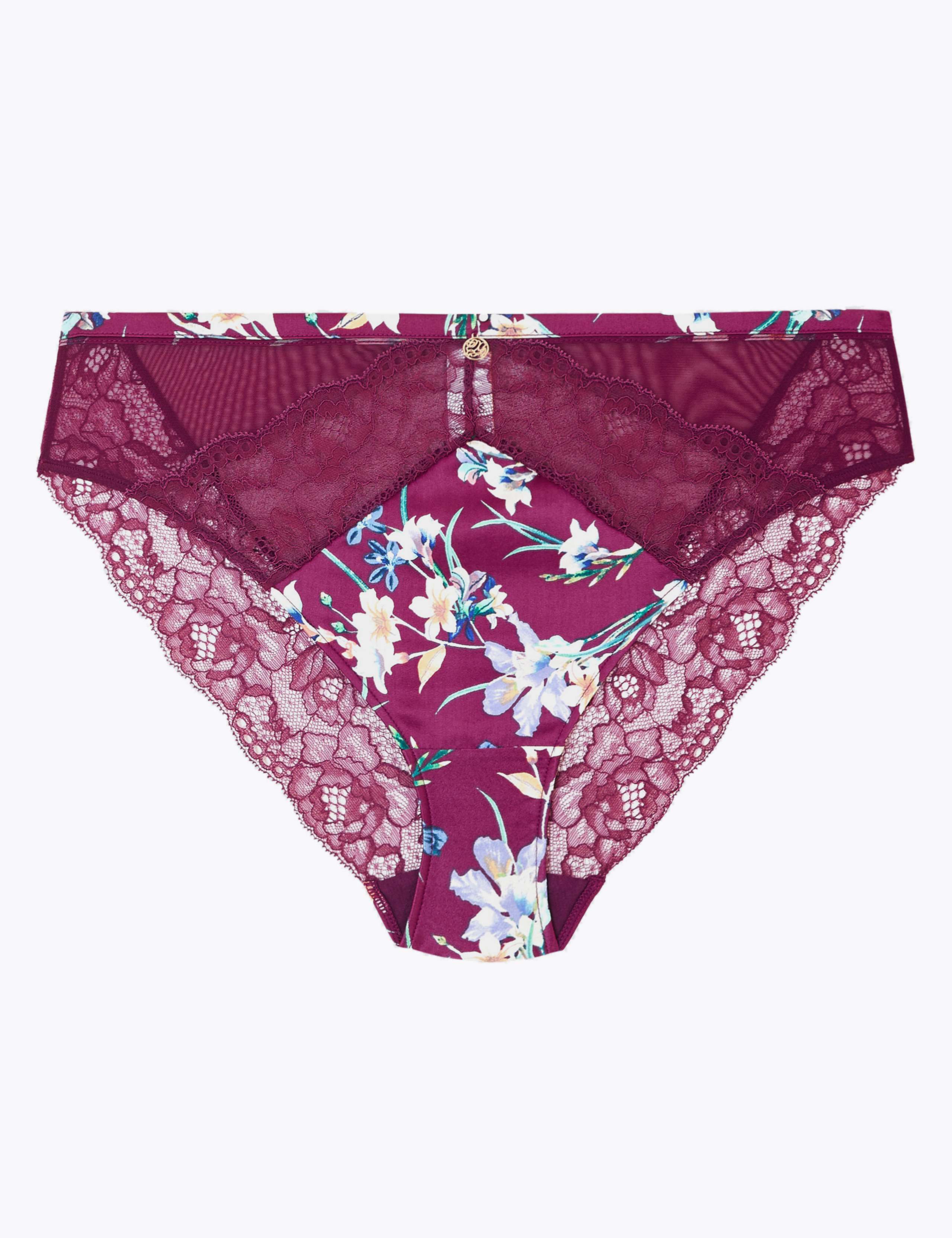 Silk & Lace Exotic Floral High Leg Knickers 1 of 4