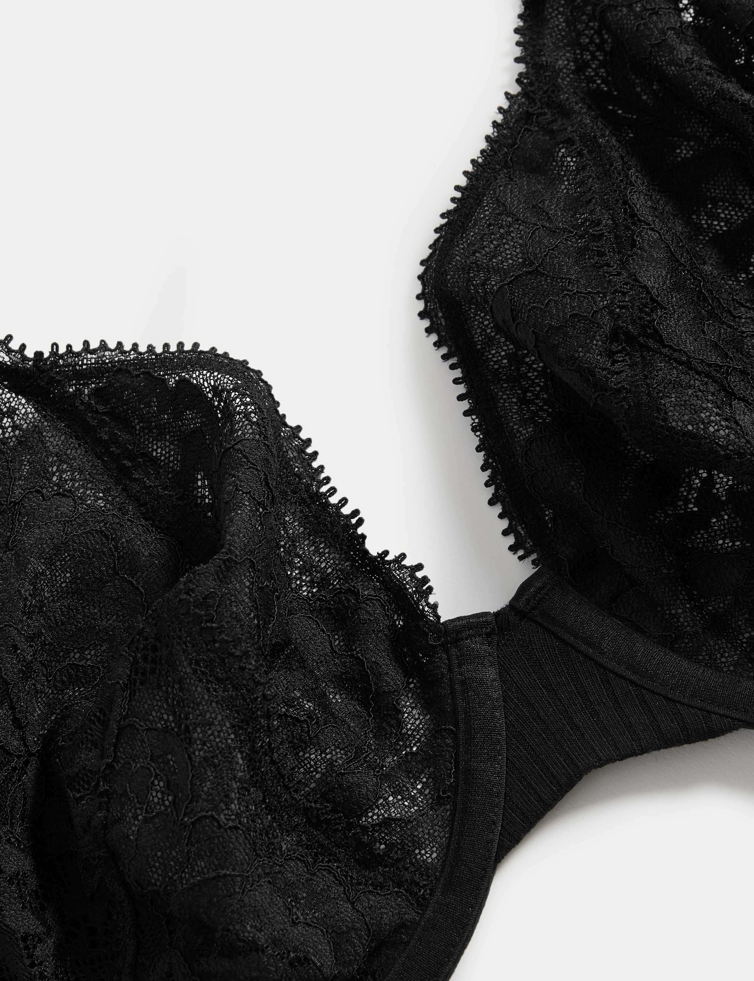 Rib & Lace Wired Plunge Lounge Bra F-H 2 of 3