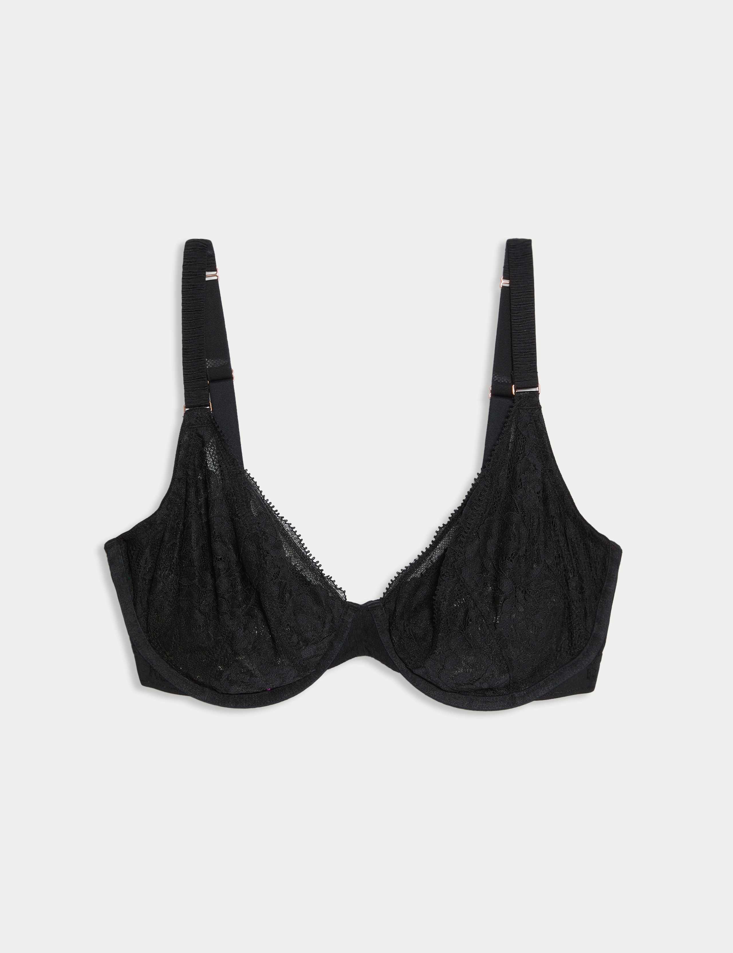 Rib & Lace Wired Plunge Lounge Bra F-H 1 of 3