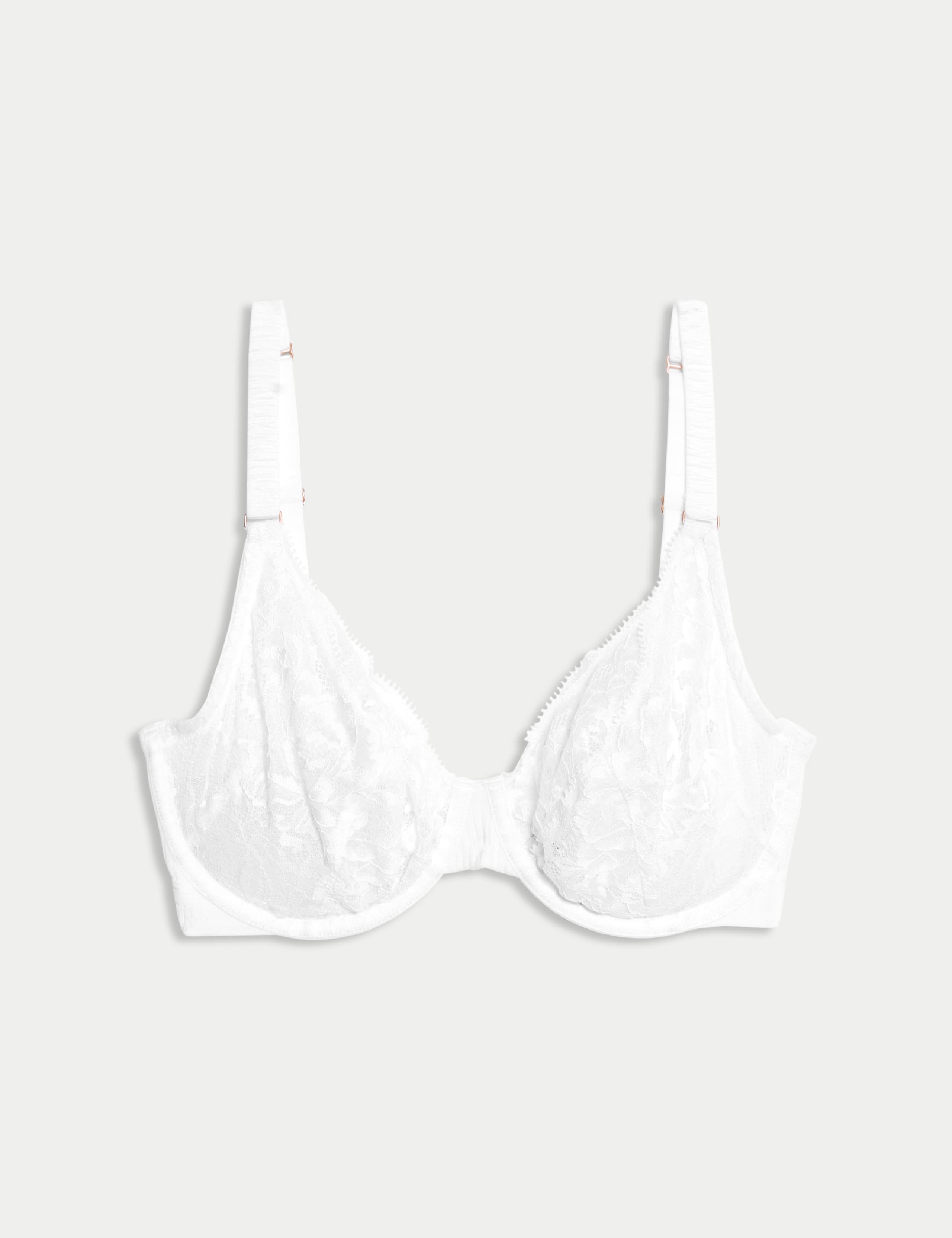 Rib & Lace Wired Plunge Lounge Bra F-H 1 of 3