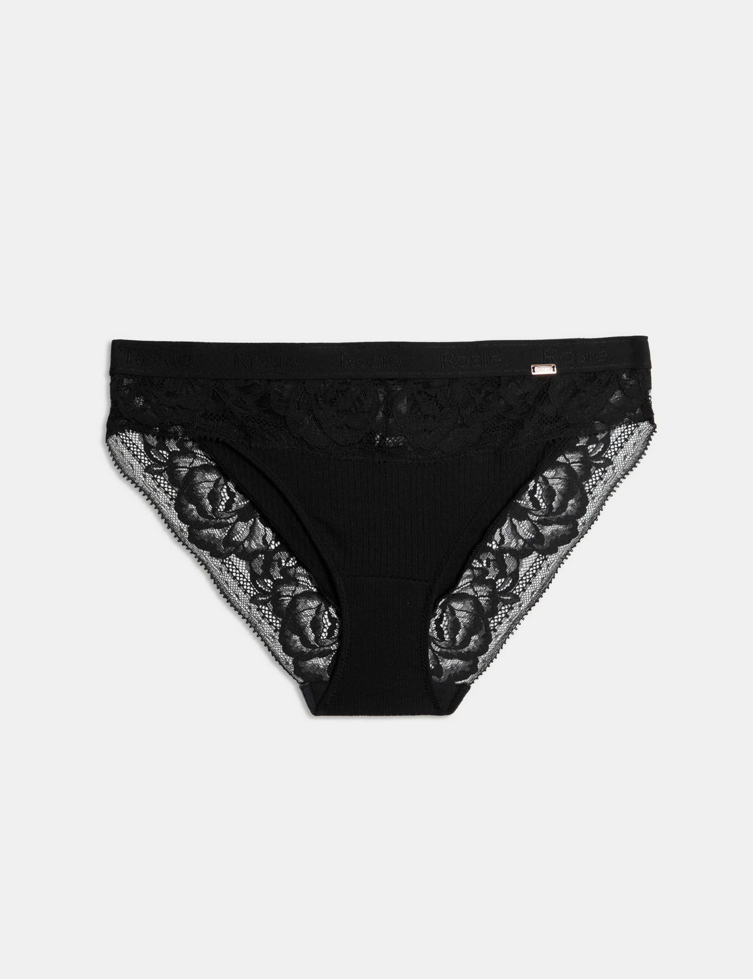 Lounge Rib & Lace High Leg Knickers 2 of 5