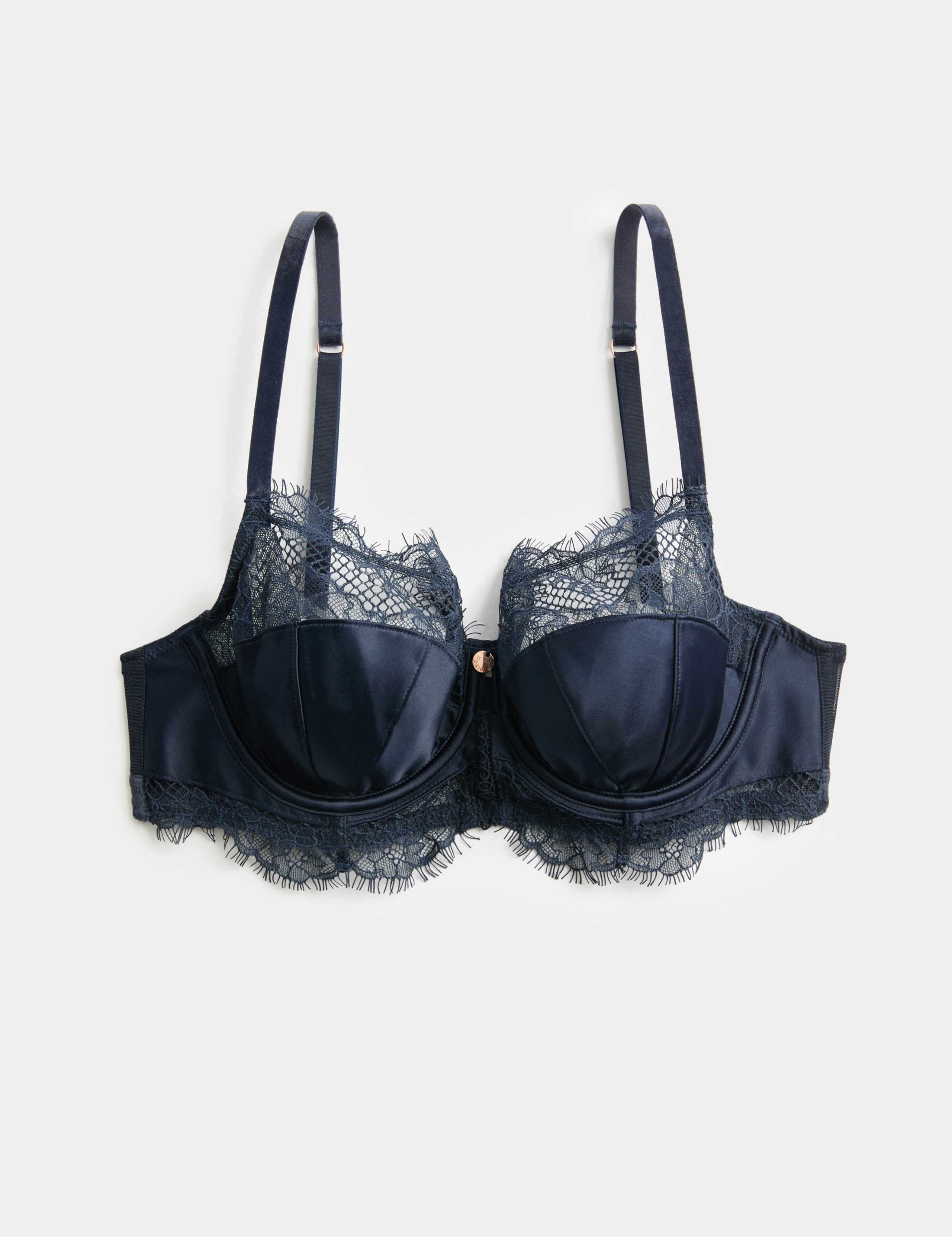 Saffron Satin & Lace Wired Balcony Bra A-E 2 of 6