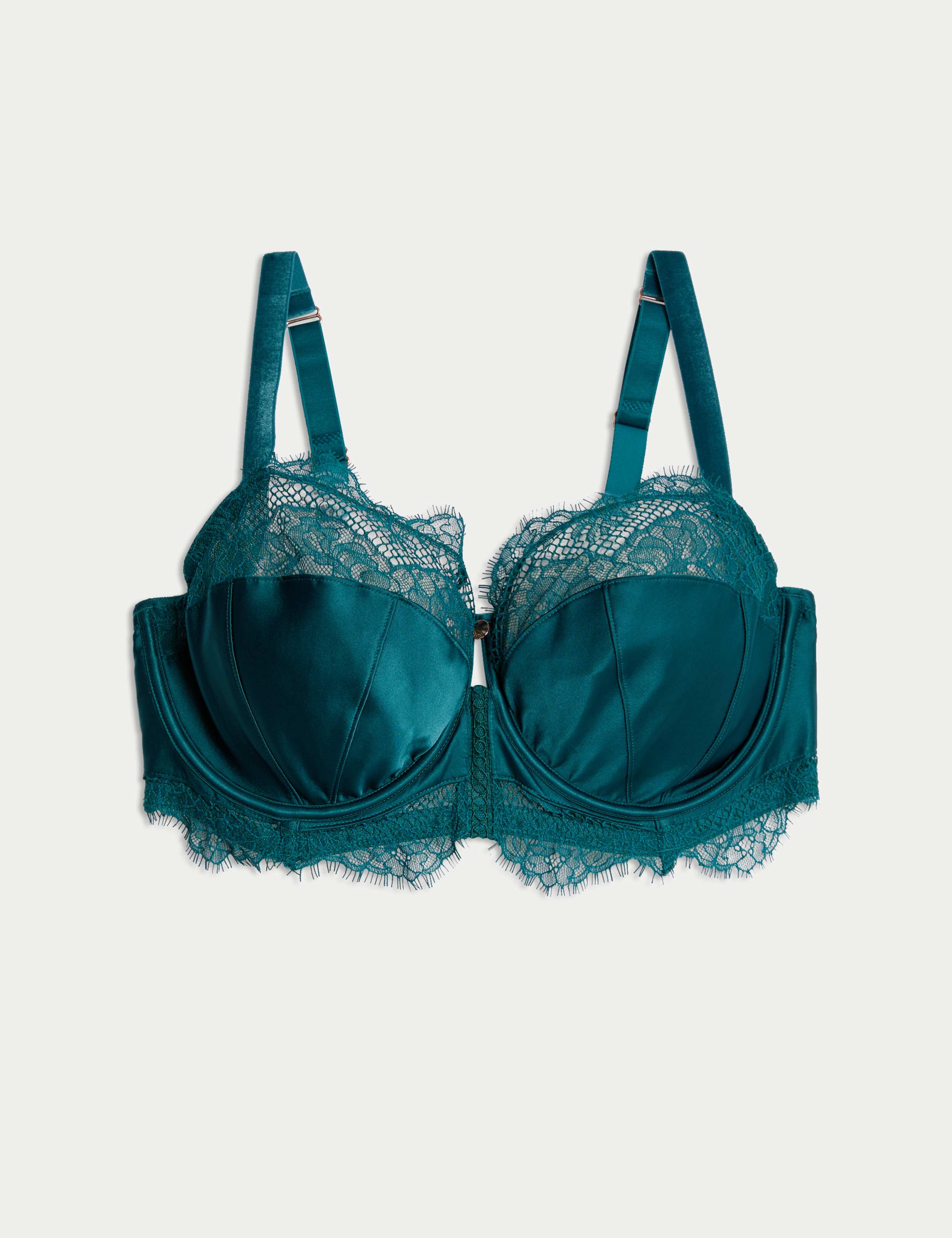 Saffron Satin & Lace Wired Balcony Bra F-H 1 of 3