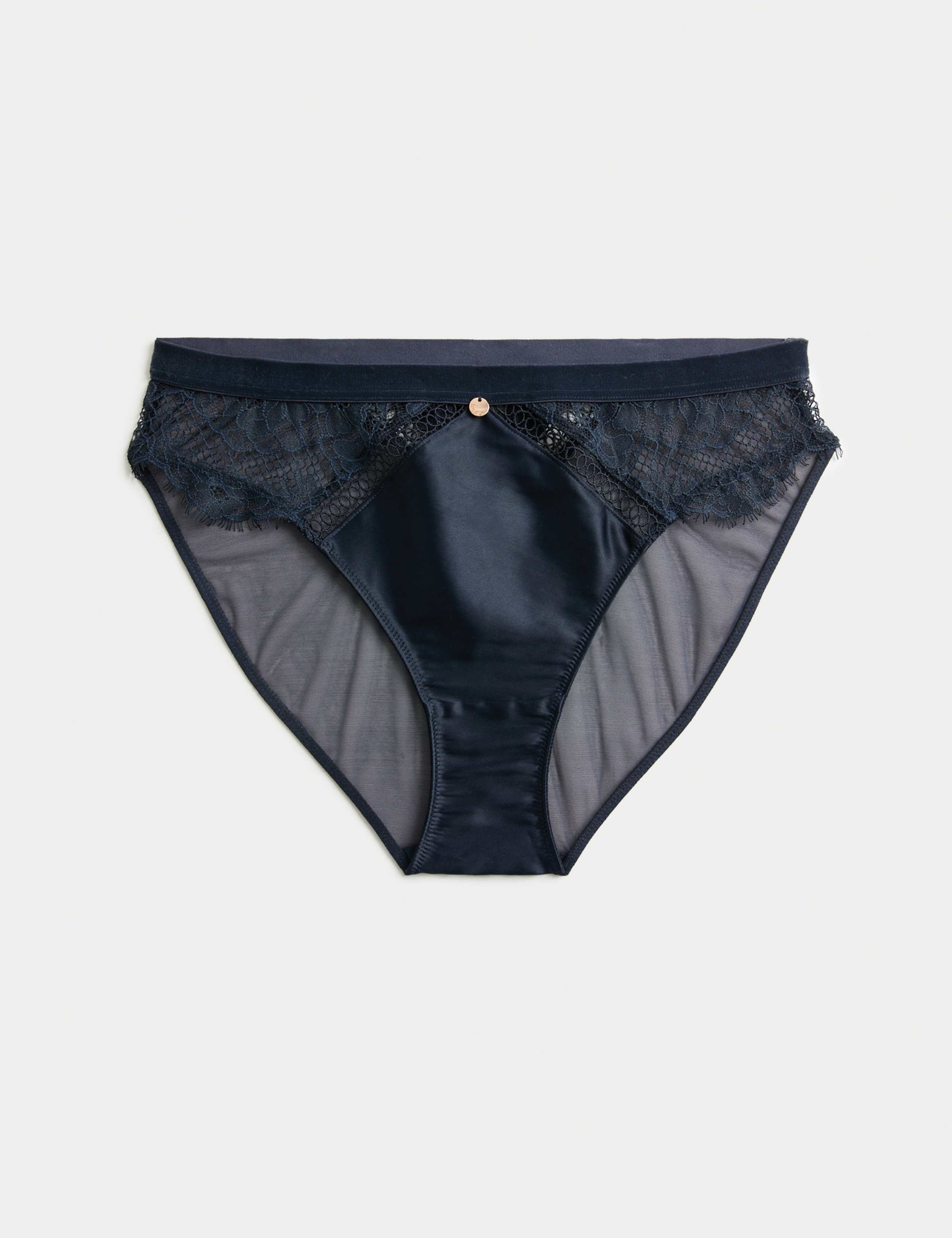 Saffron Satin & Lace High Leg Knickers 2 of 5