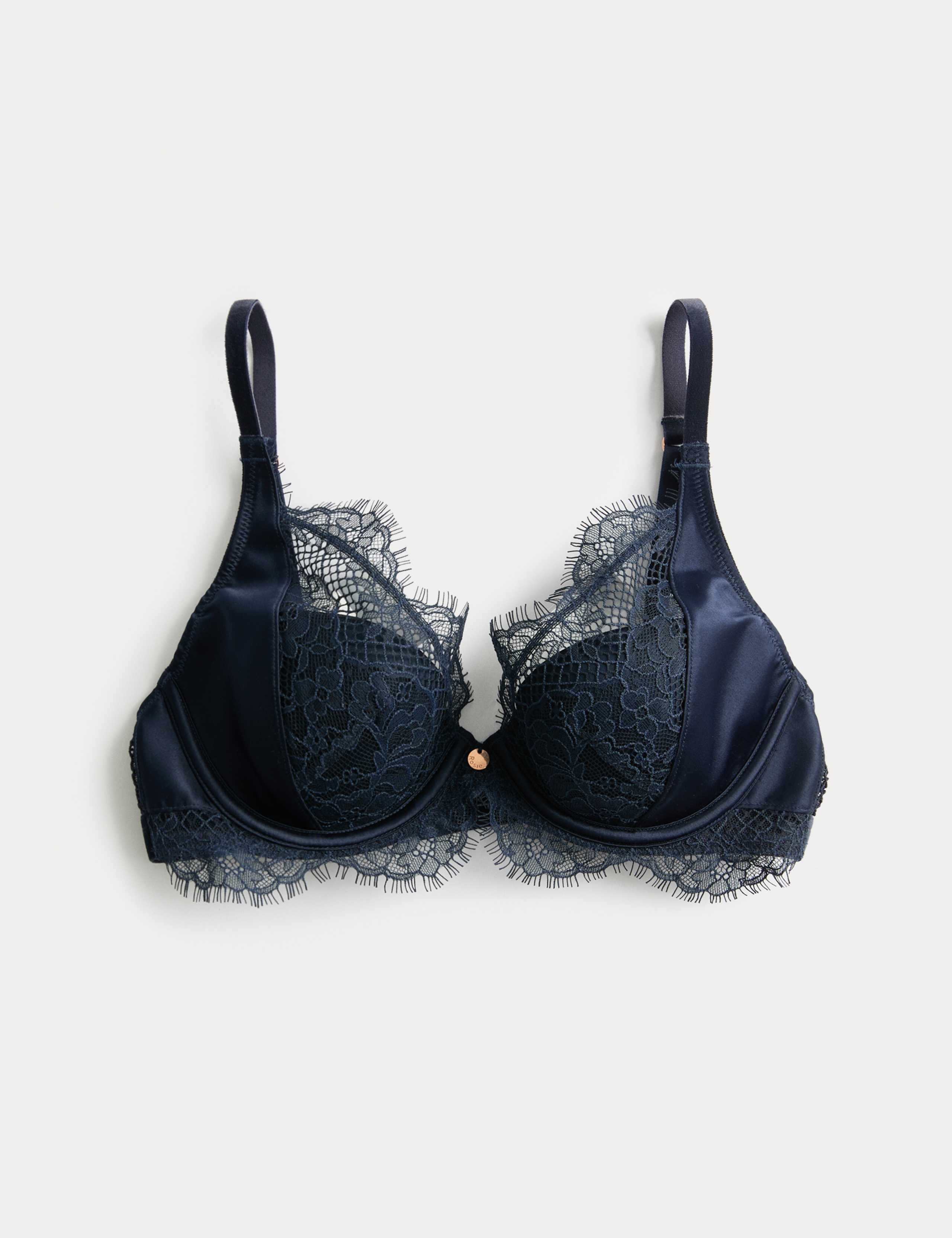 Saffron Satin & Lace Wired Plunge Bra A-E 2 of 6