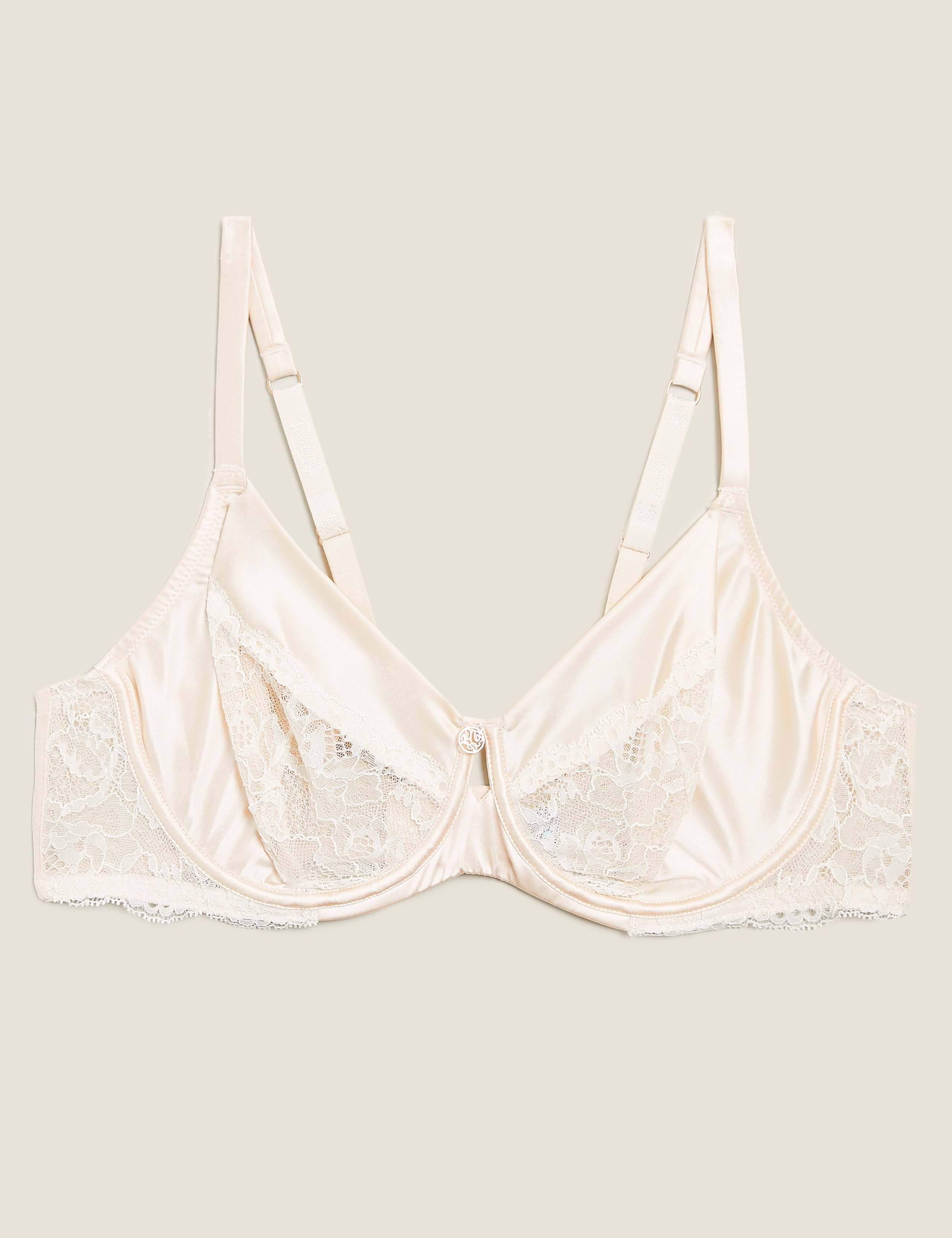 Silk Blend & Lace Wired Balcony Bra F-H 1 of 3