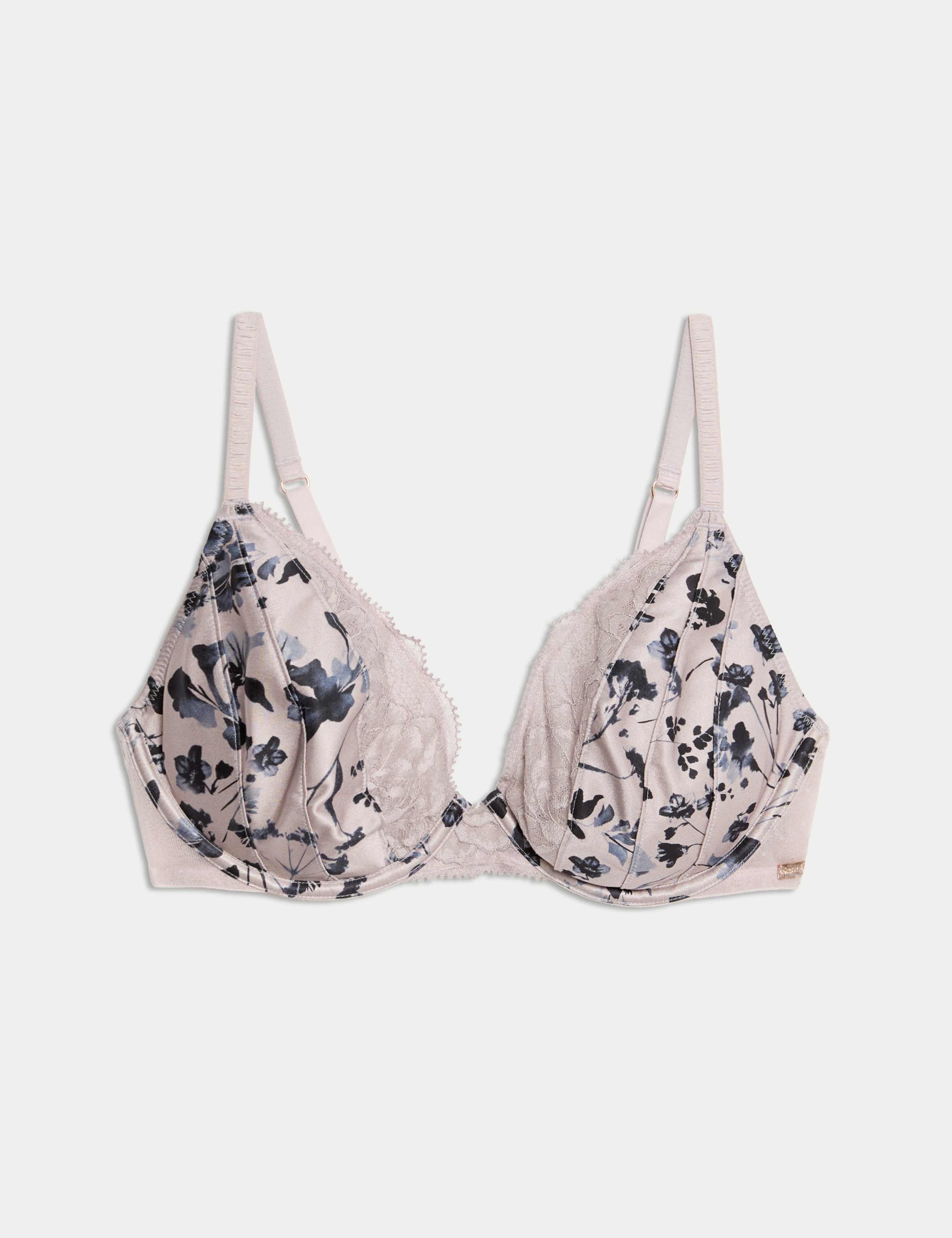 Senna Silk & Lace Floral Wired Plunge Bra A-E 2 of 6