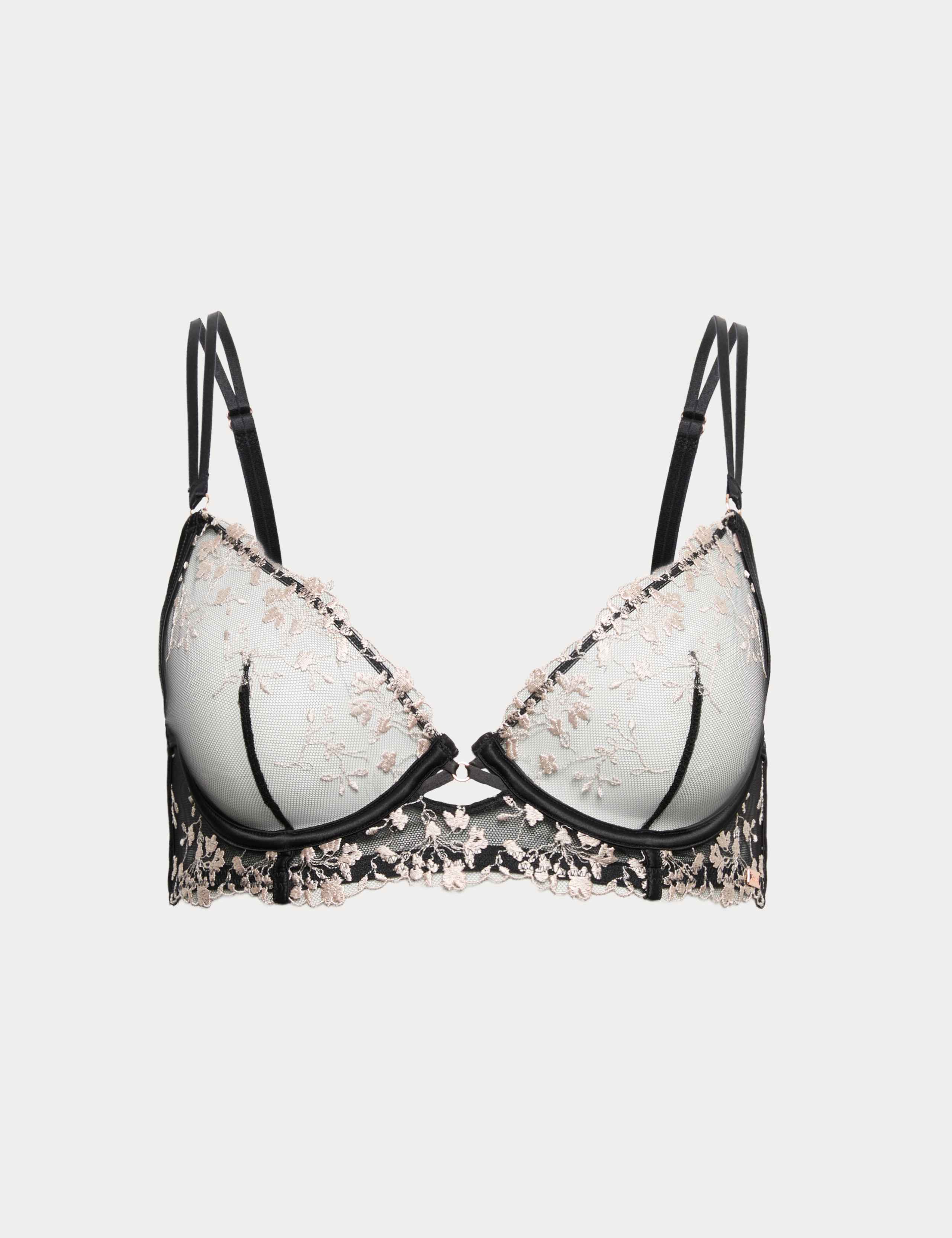 Flora Mesh Embroidered Wired Plunge Bra A-E 2 of 7